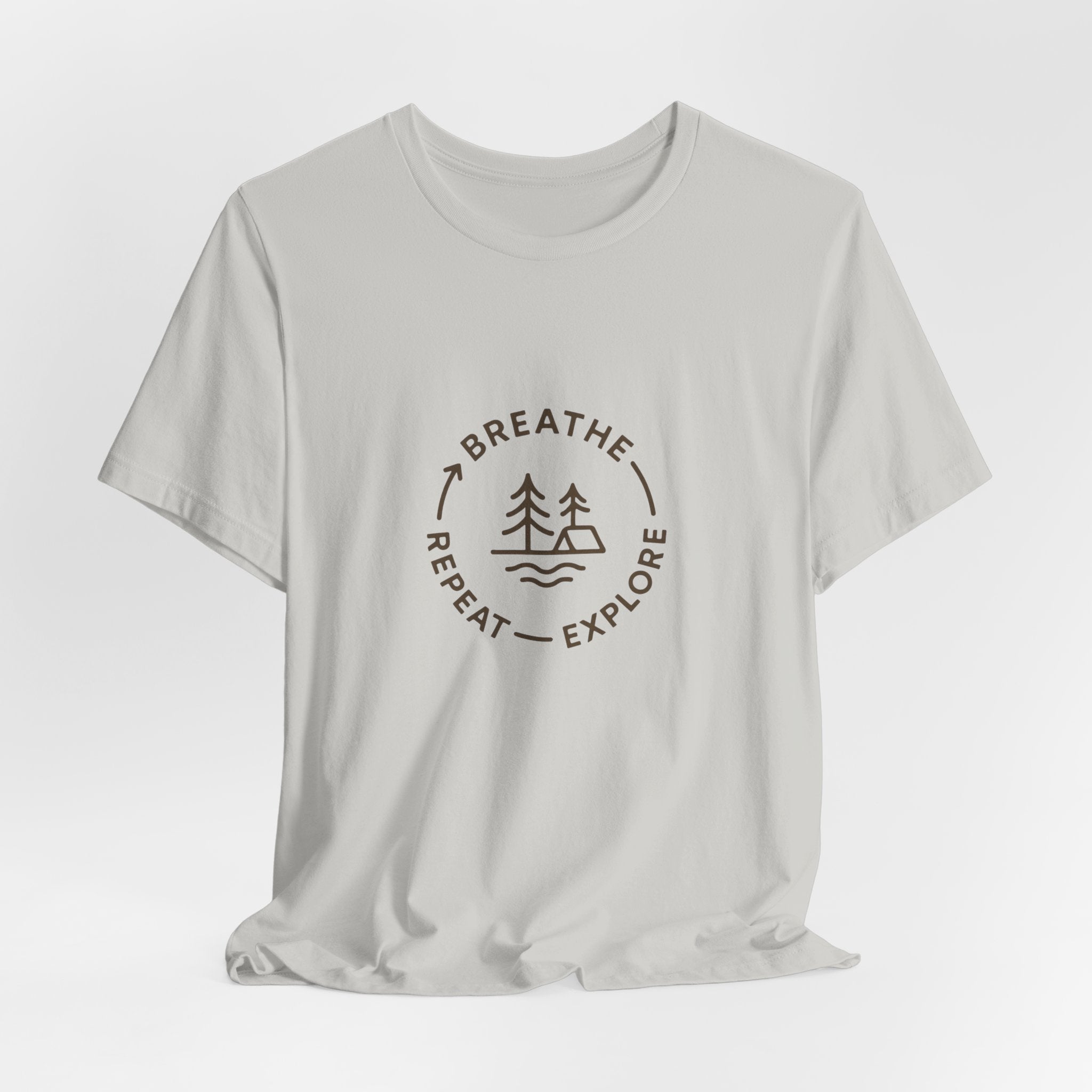 Breathe. Explore. Repeat. T-Shirt | Minimalist Camping Tee | Outdoor Mindfulness Shirt for Nature Lovers