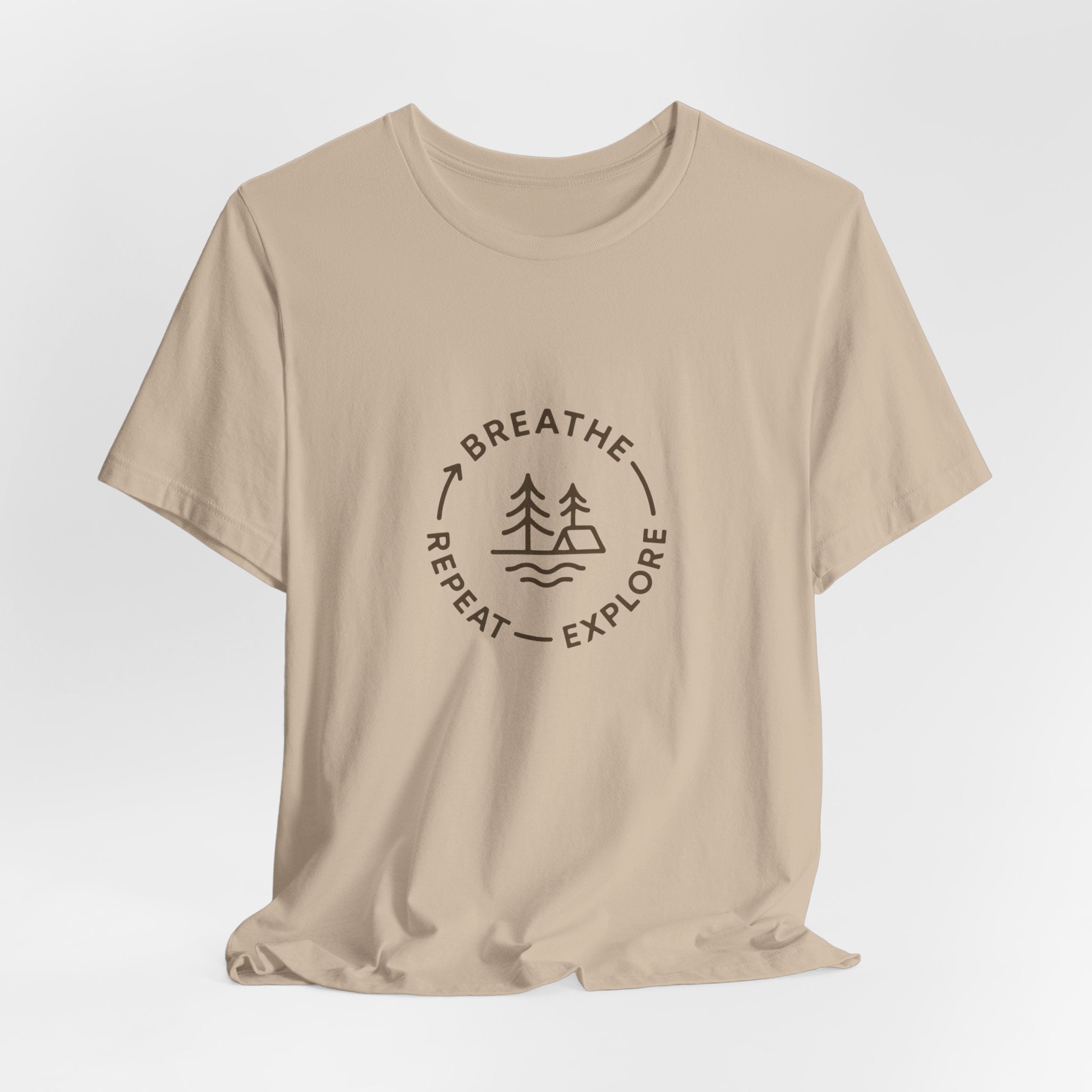Breathe. Explore. Repeat. T-Shirt | Minimalist Camping Tee | Outdoor Mindfulness Shirt for Nature Lovers