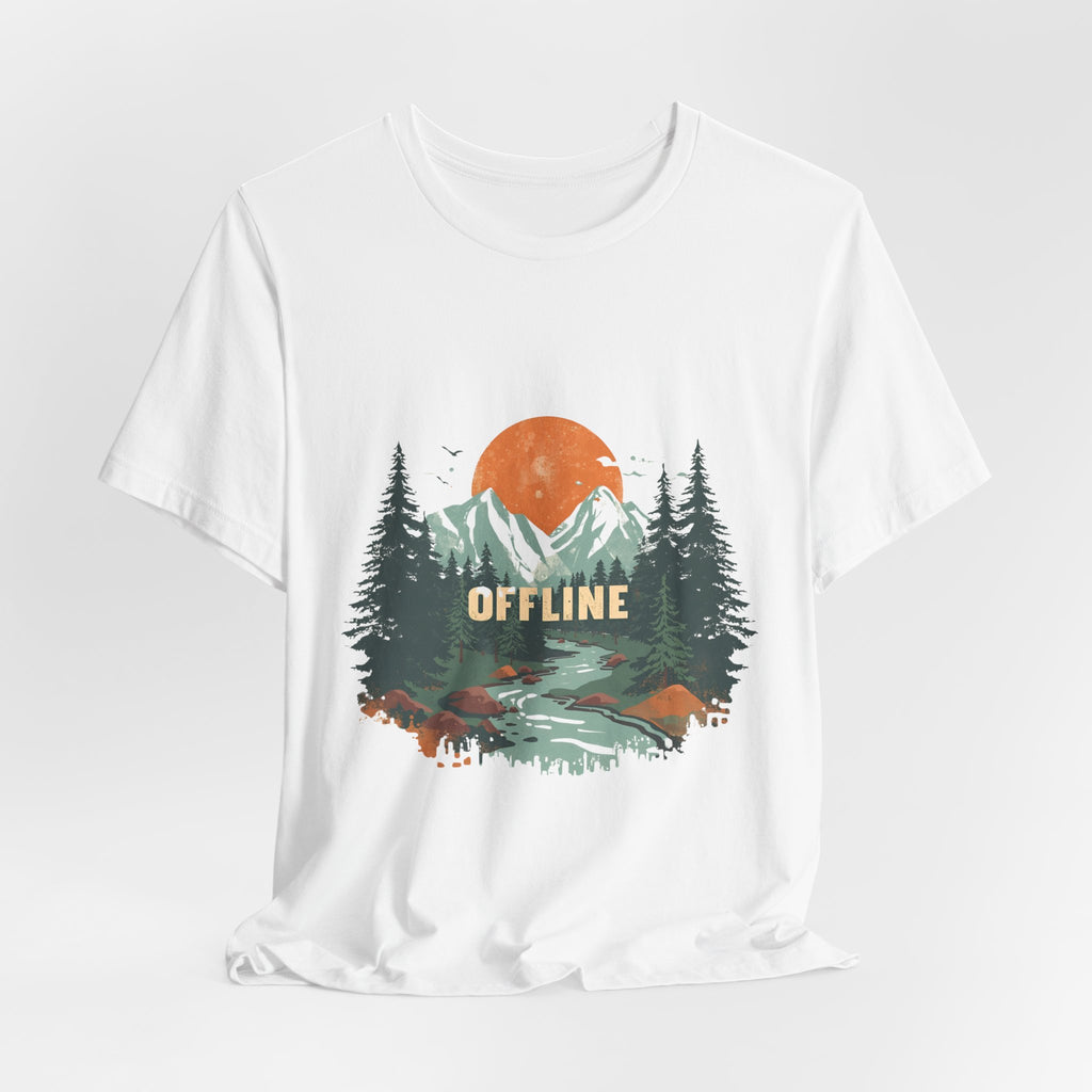 Offline T-Shirt | Retro Mountain & Forest Tee | Adventure Nature Shirt for Campers & Outdoor Lovers
