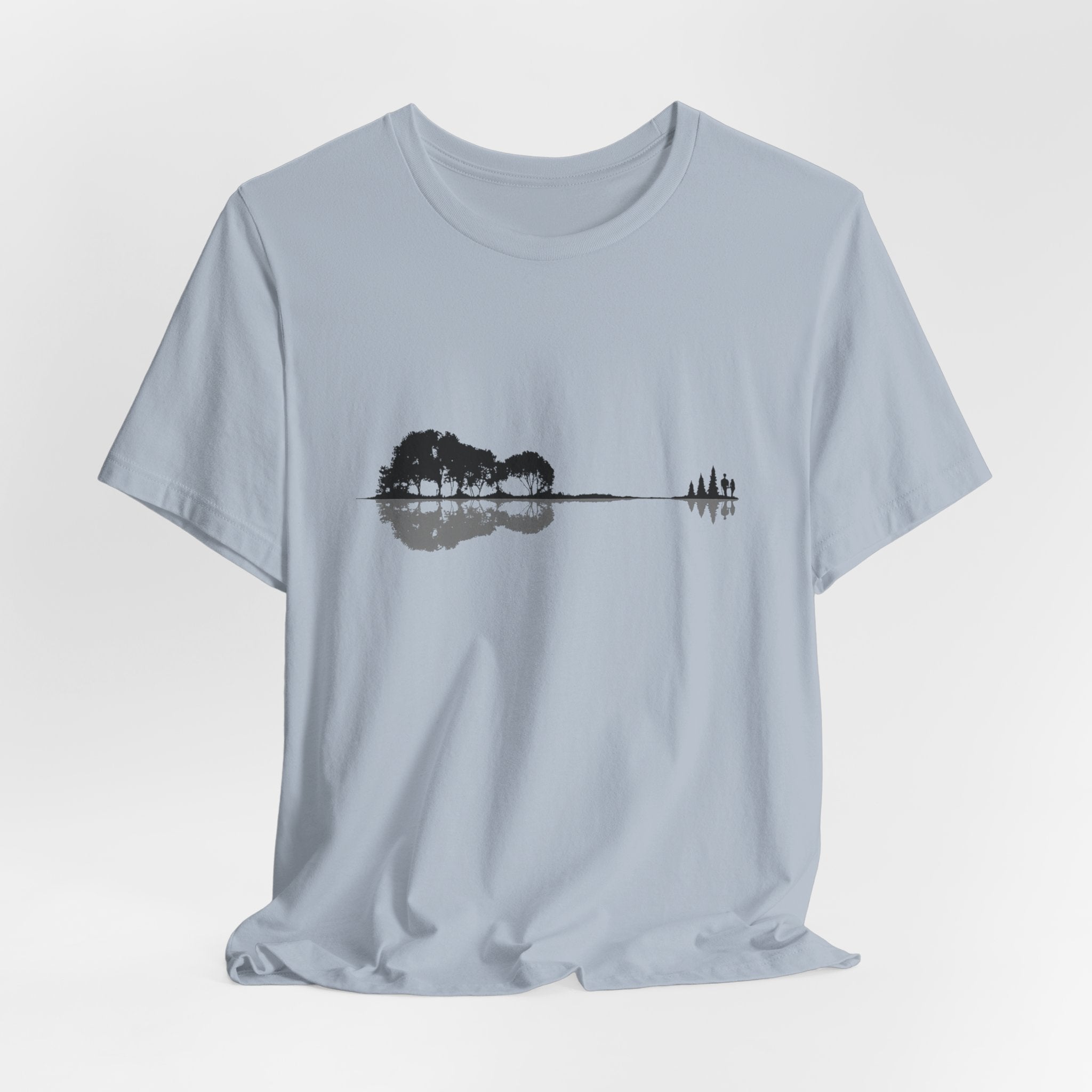 Nature’s Melody T-Shirt | Guitar Reflection Forest Tee | Artistic Outdoor Shirt for Music & Nature Lovers