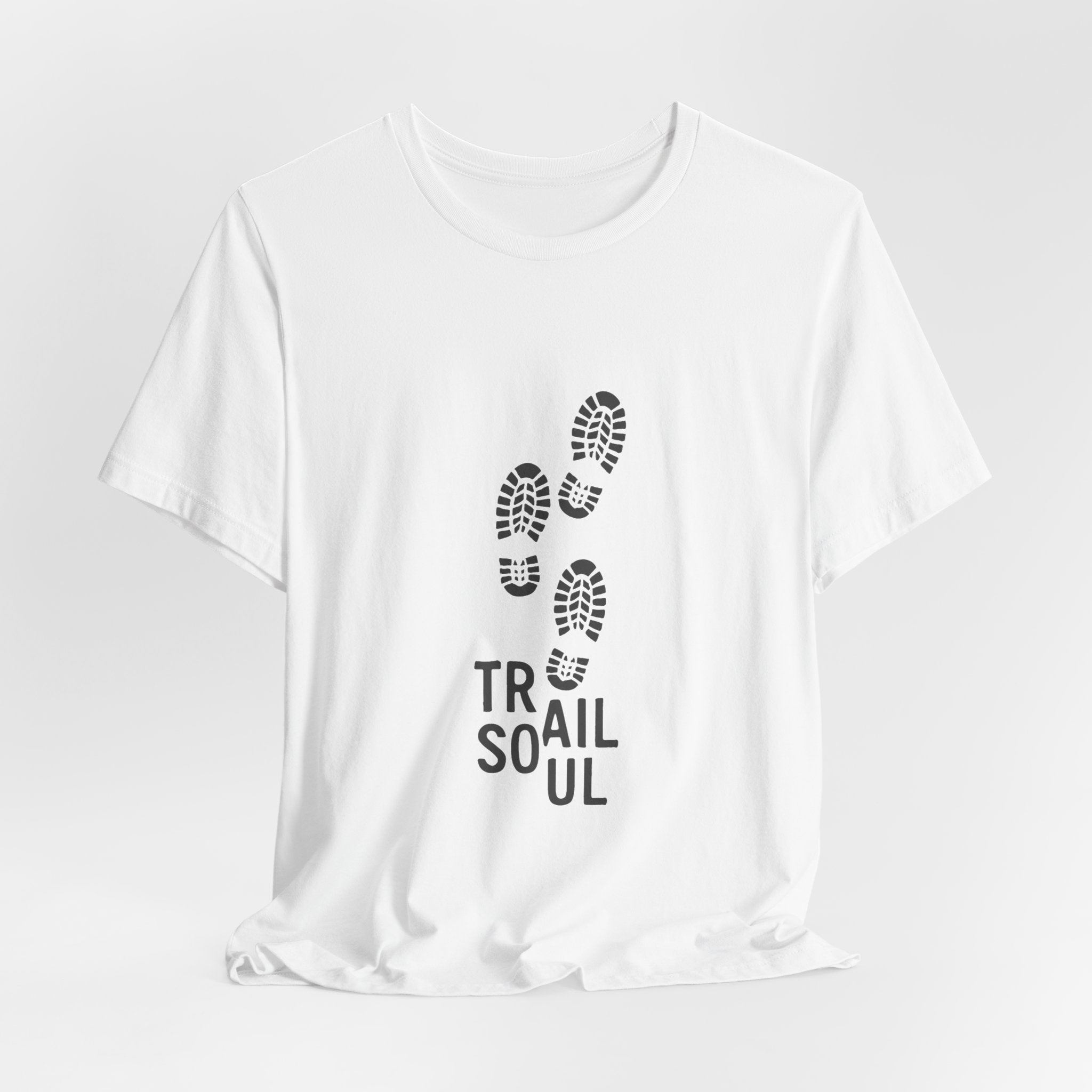 Trail Soul T-Shirt | Minimalist Hiking Bootprint Tee | Outdoor Adventure Shirt for Hikers & Nature Lovers