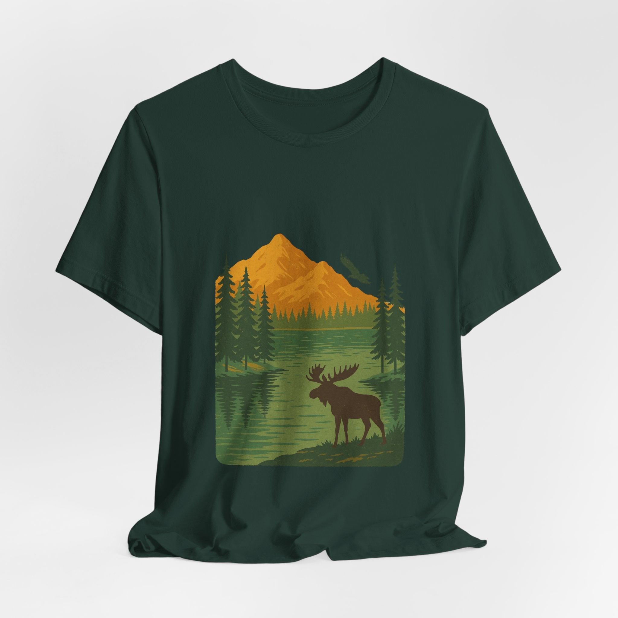 Wild Horizon T-Shirt | Vintage Mountain & Moose Tee | Retro Outdoor Shirt for Nature Lovers