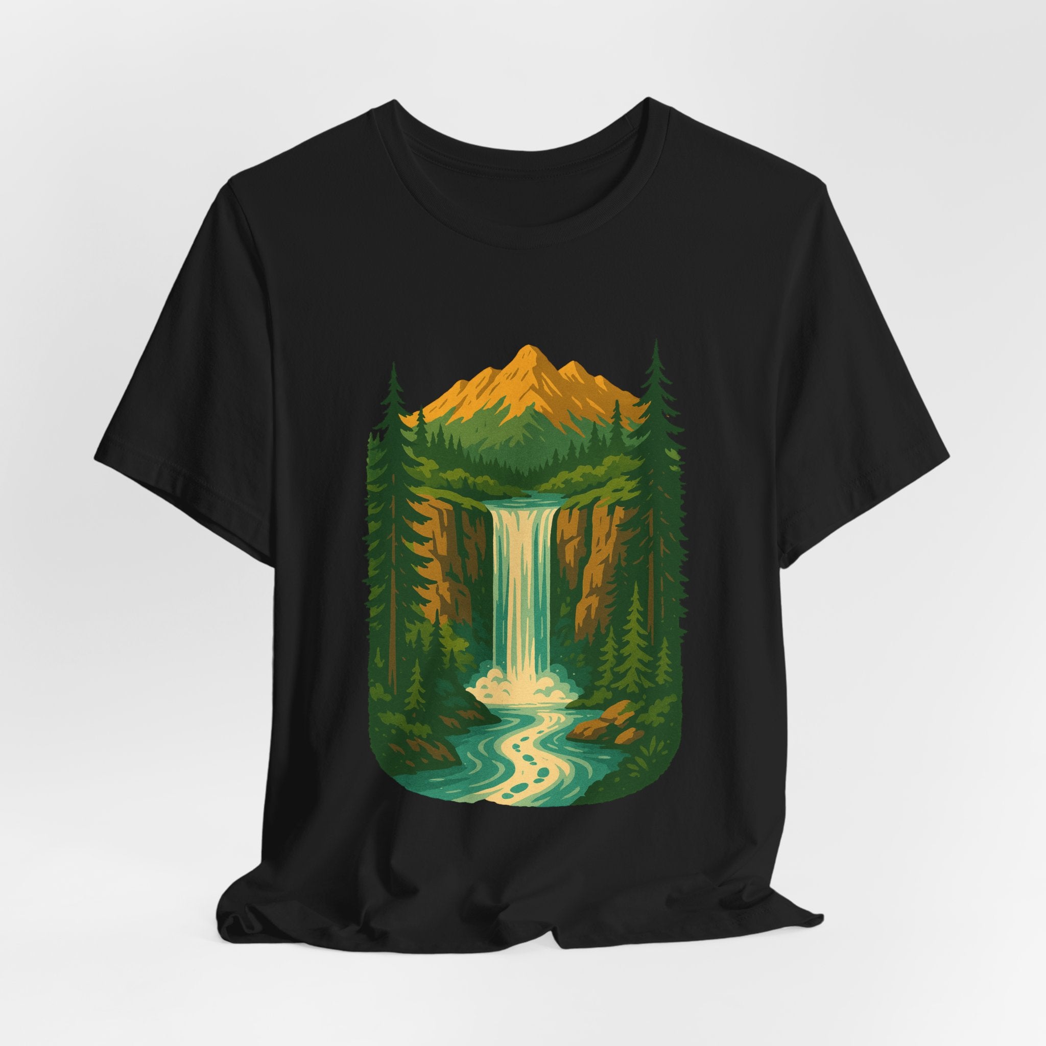 Wild Falls T-Shirt | Retro Mountain Waterfall Tee | Adventure Landscape Shirt for Nature Lovers