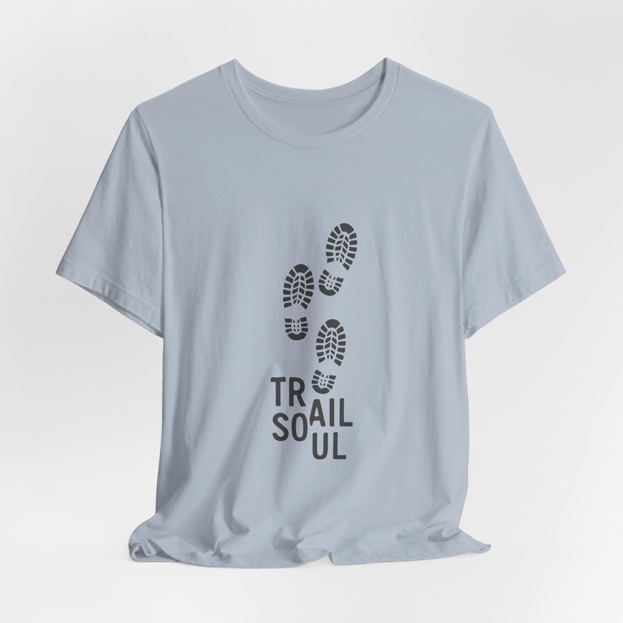 Trail Soul T-Shirt | Minimalist Hiking Bootprint Tee | Outdoor Adventure Shirt for Hikers & Nature Lovers