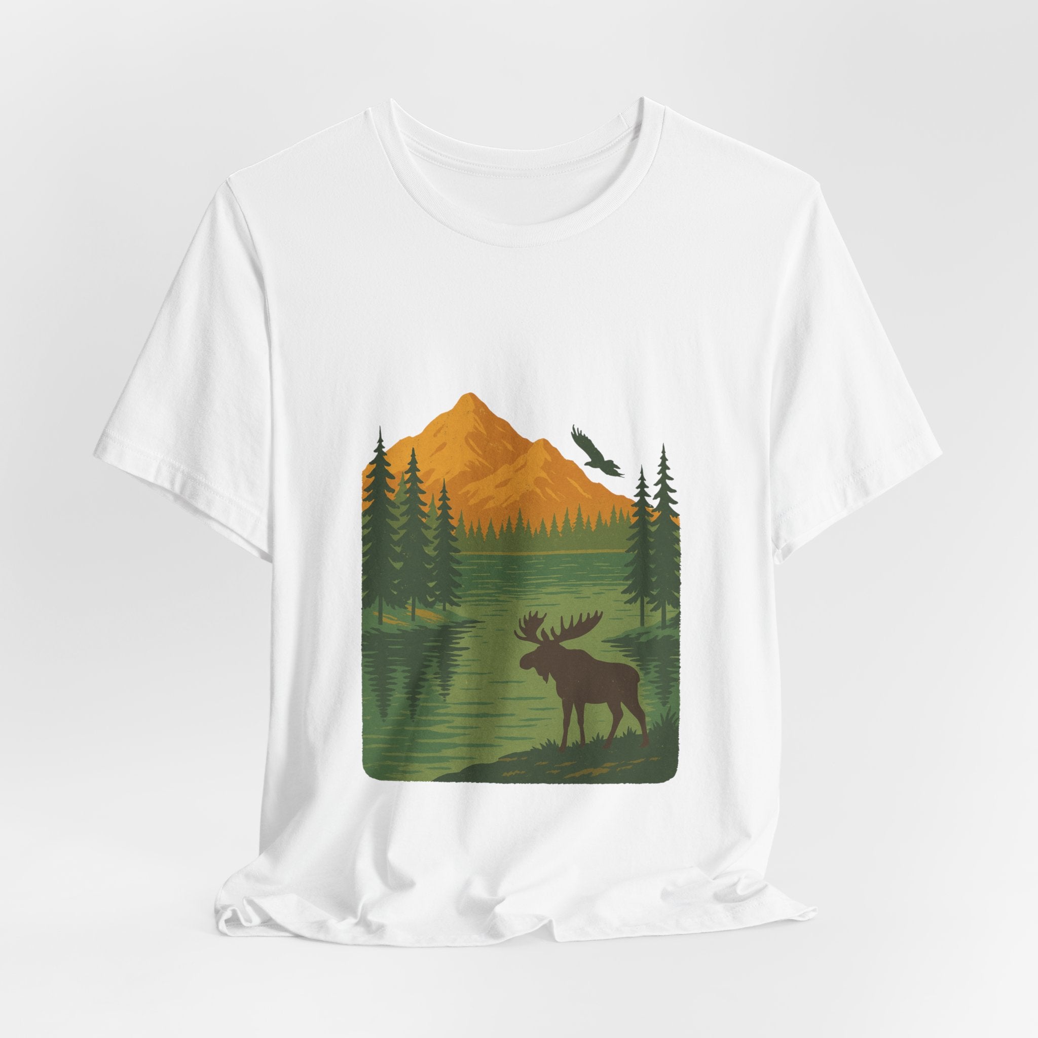 Wild Horizon T-Shirt | Vintage Mountain & Moose Tee | Retro Outdoor Shirt for Nature Lovers