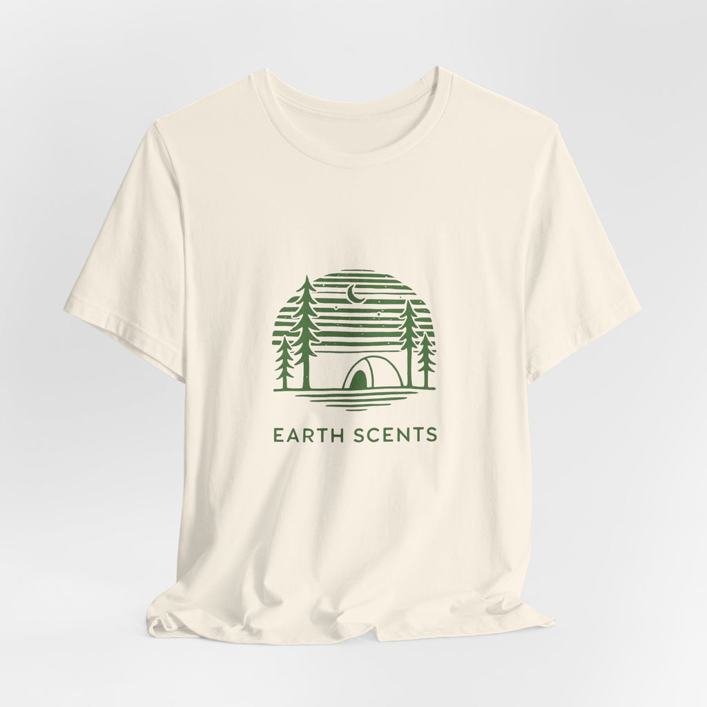 Earth Scents T-Shirt | Minimalist Camping Tee | Nature-Inspired Outdoor Shirt for Eco Adventurers