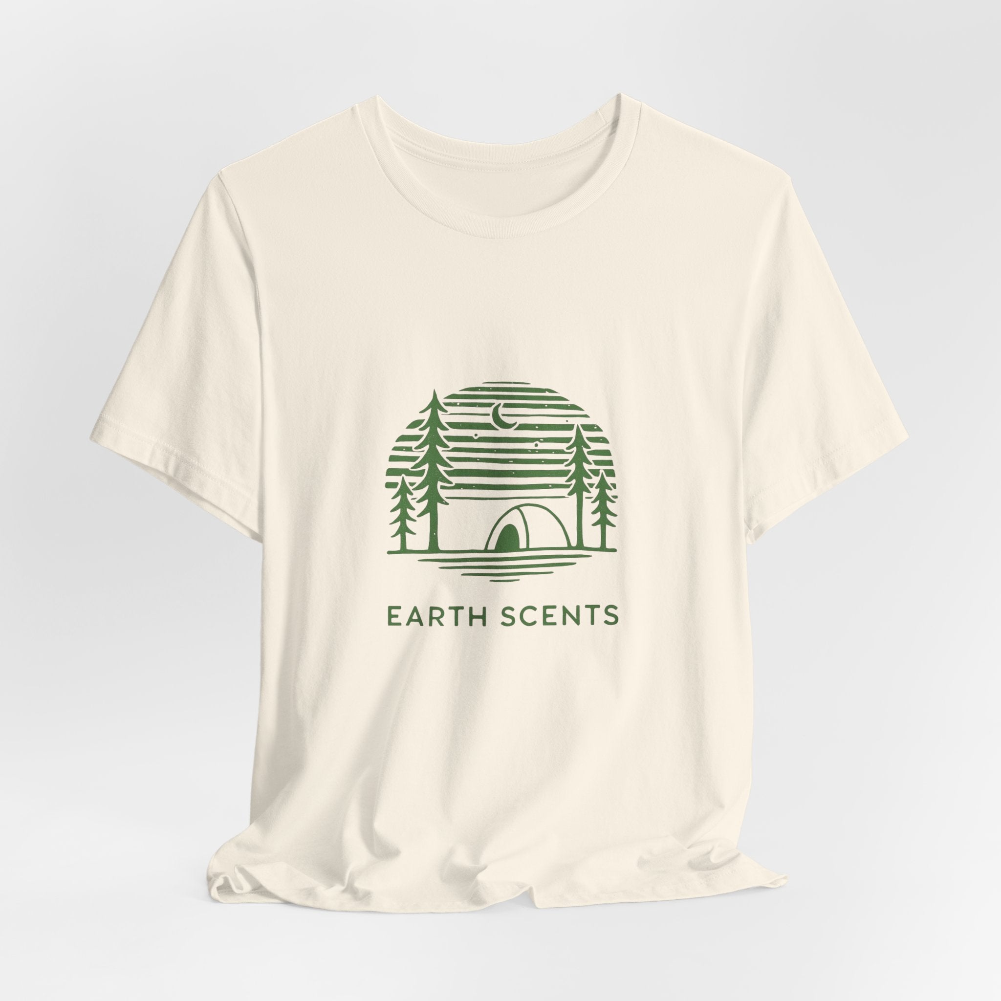 Earth Scents T-Shirt | Minimalist Camping Tee | Nature-Inspired Outdoor Shirt for Eco Adventurers