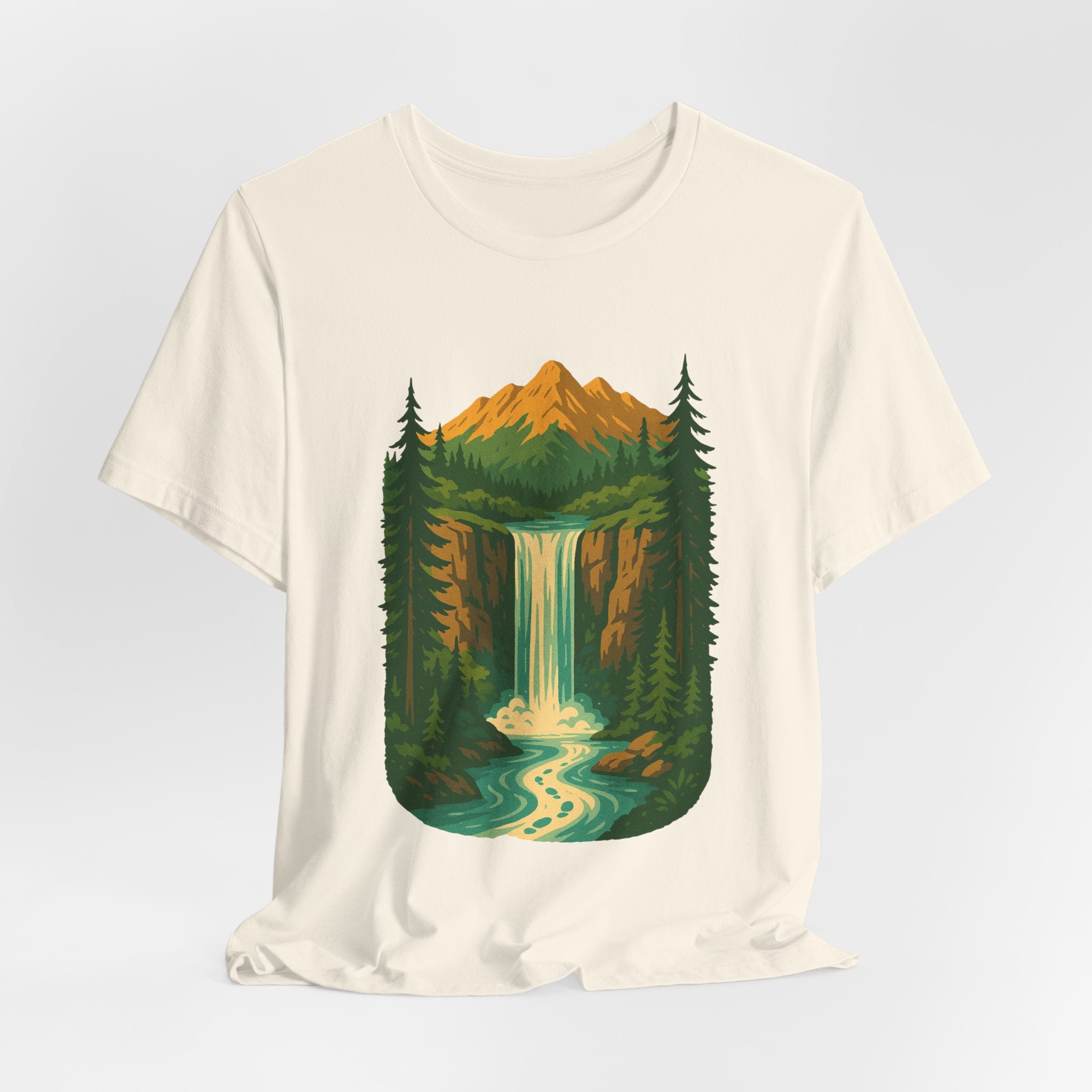 Wild Falls T-Shirt | Retro Mountain Waterfall Tee | Adventure Landscape Shirt for Nature Lovers
