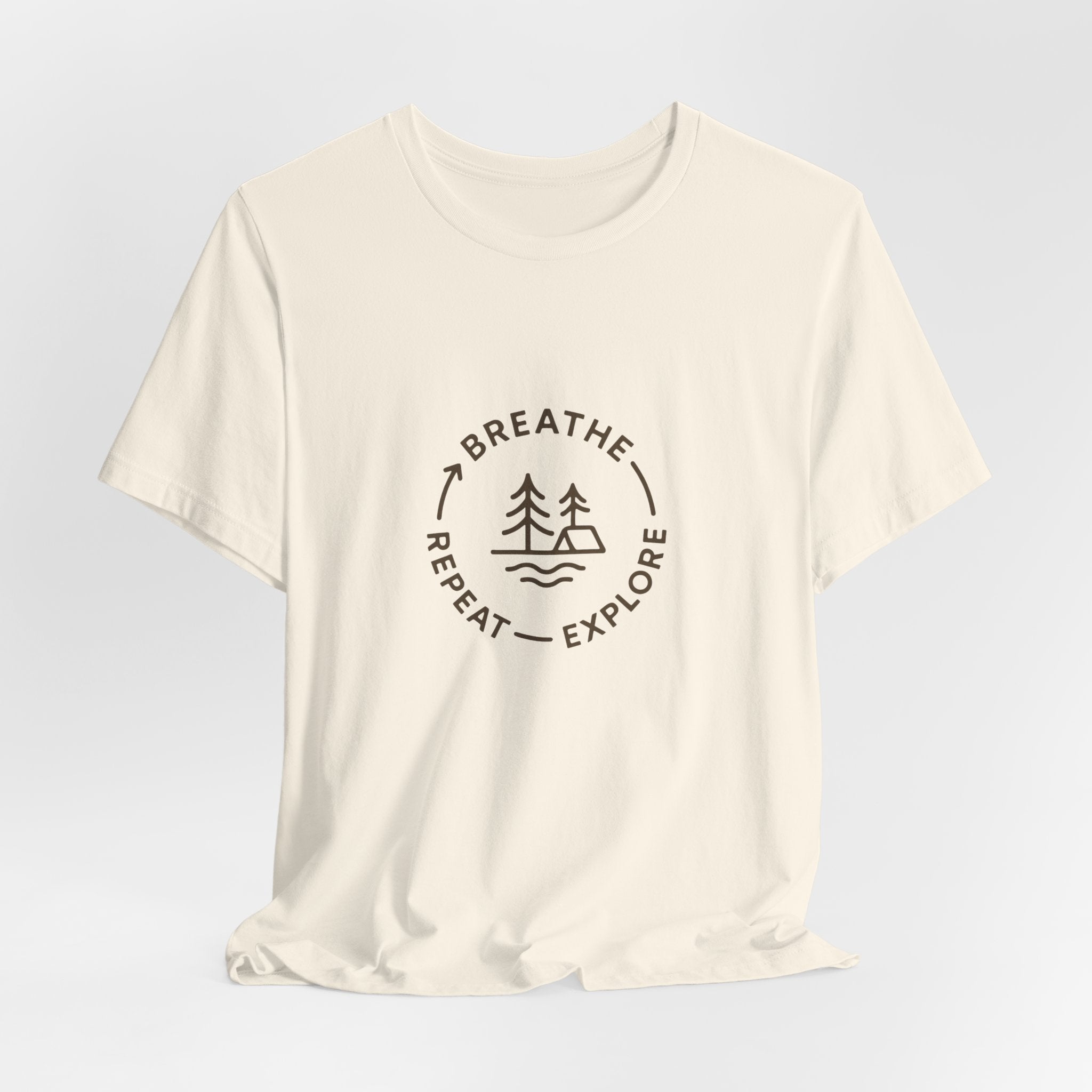 Breathe. Explore. Repeat. T-Shirt | Minimalist Camping Tee | Outdoor Mindfulness Shirt for Nature Lovers