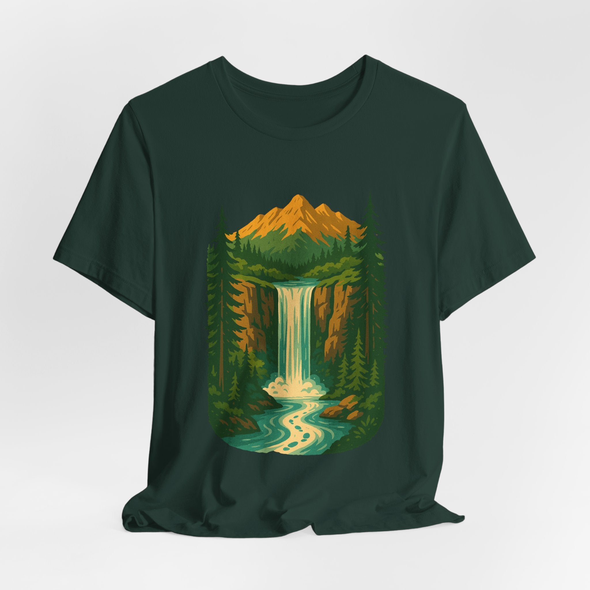 Wild Falls T-Shirt | Retro Mountain Waterfall Tee | Adventure Landscape Shirt for Nature Lovers
