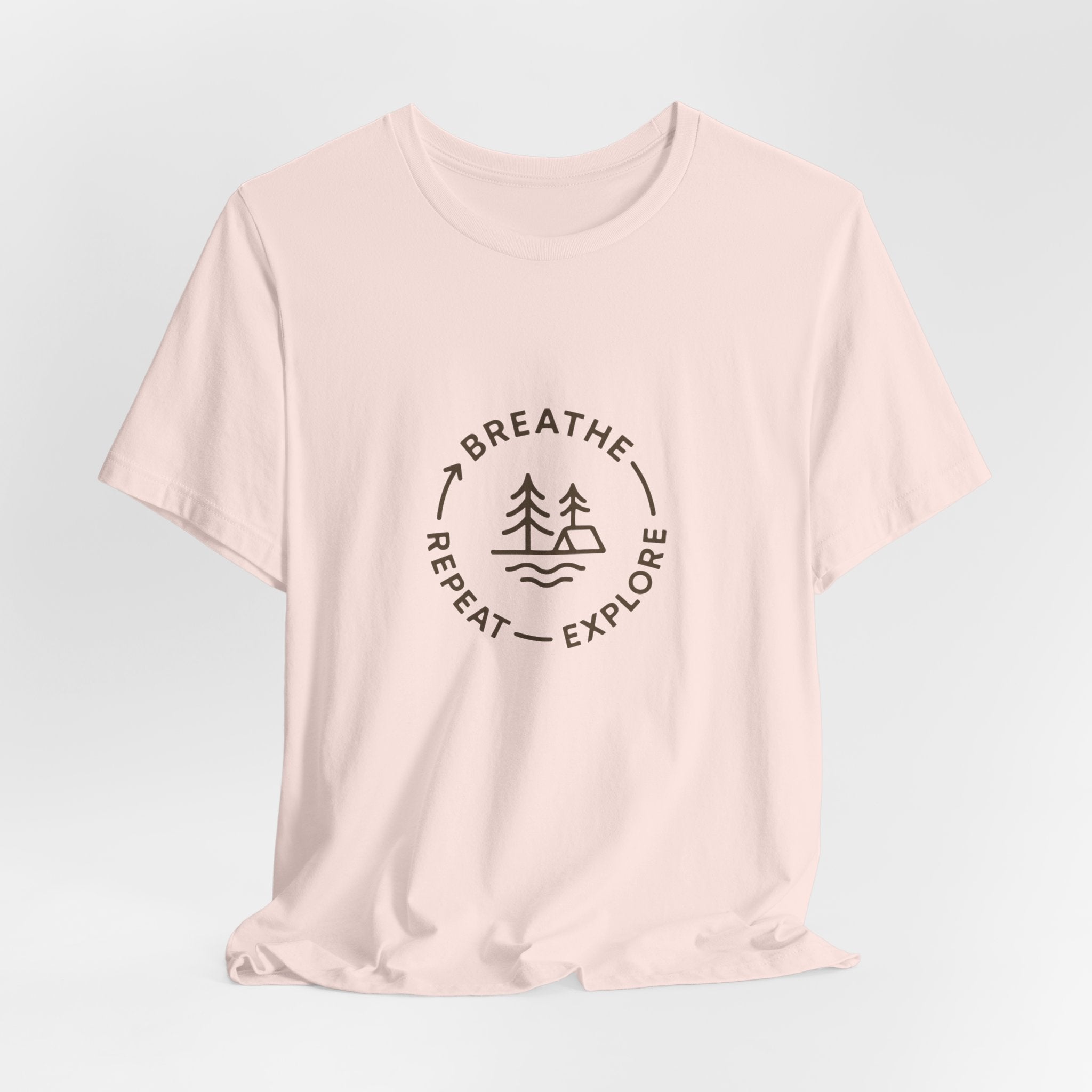 Breathe. Explore. Repeat. T-Shirt | Minimalist Camping Tee | Outdoor Mindfulness Shirt for Nature Lovers