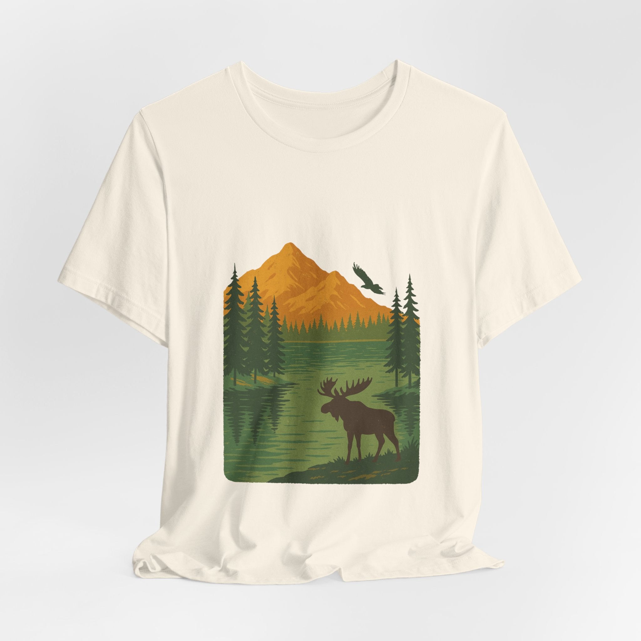 Wild Horizon T-Shirt | Vintage Mountain & Moose Tee | Retro Outdoor Shirt for Nature Lovers