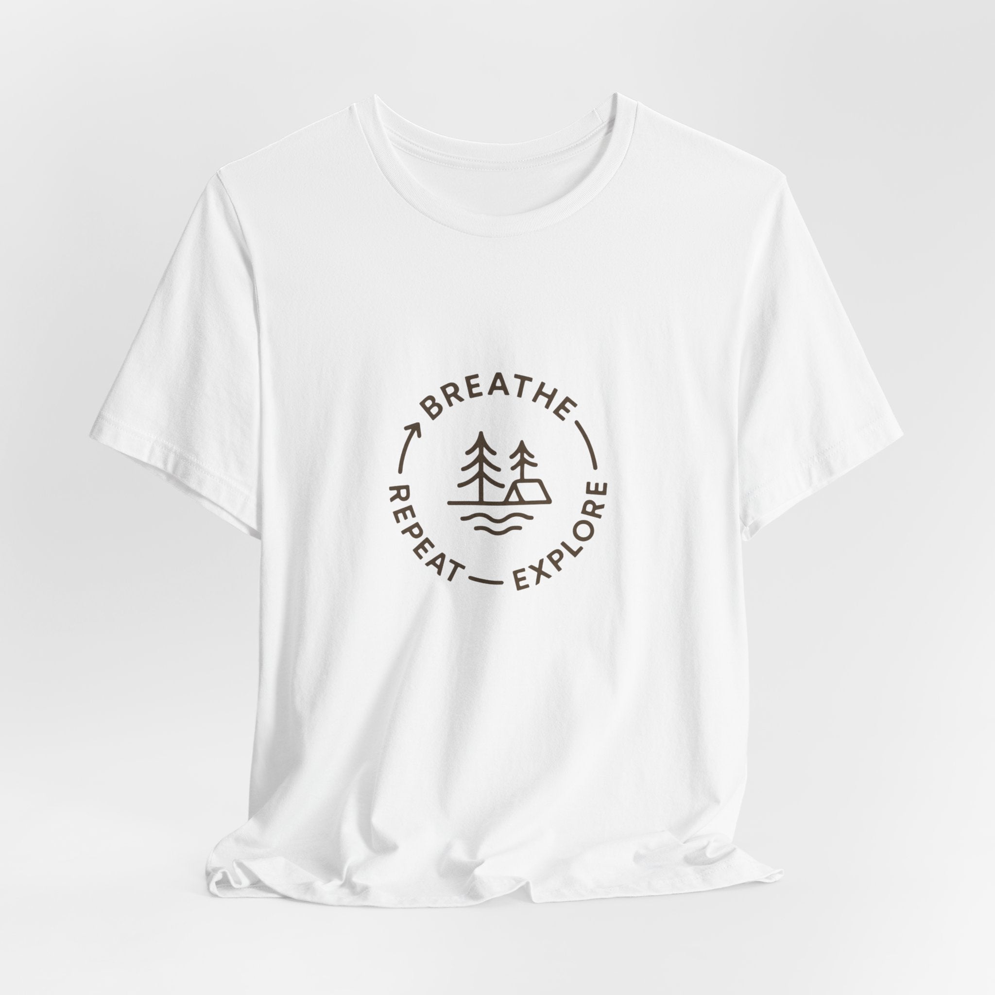 Breathe. Explore. Repeat. T-Shirt | Minimalist Camping Tee | Outdoor Mindfulness Shirt for Nature Lovers