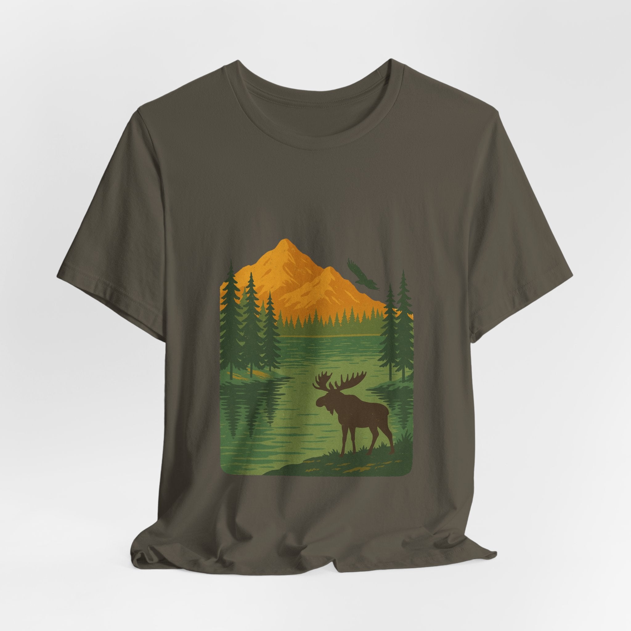 Wild Horizon T-Shirt | Vintage Mountain & Moose Tee | Retro Outdoor Shirt for Nature Lovers