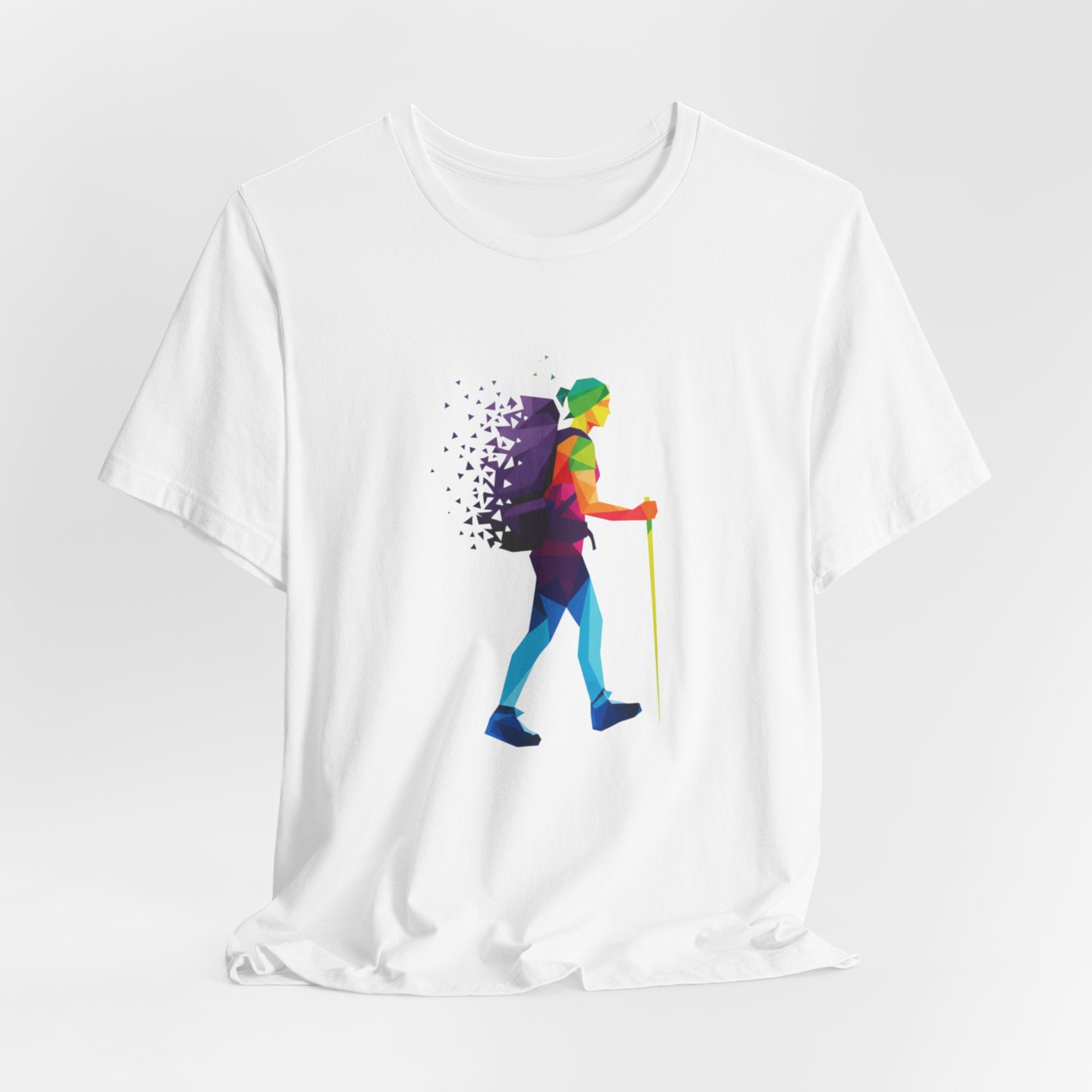 Trailblazer Hiking T-Shirt | Colorful Geometric Hiker Tee | Outdoor Adventure Shirt for Explorers
