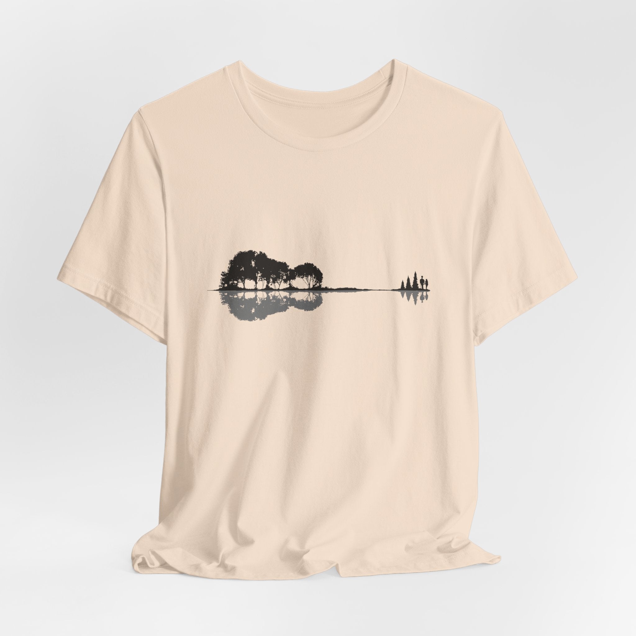 Nature’s Melody T-Shirt | Guitar Reflection Forest Tee | Artistic Outdoor Shirt for Music & Nature Lovers