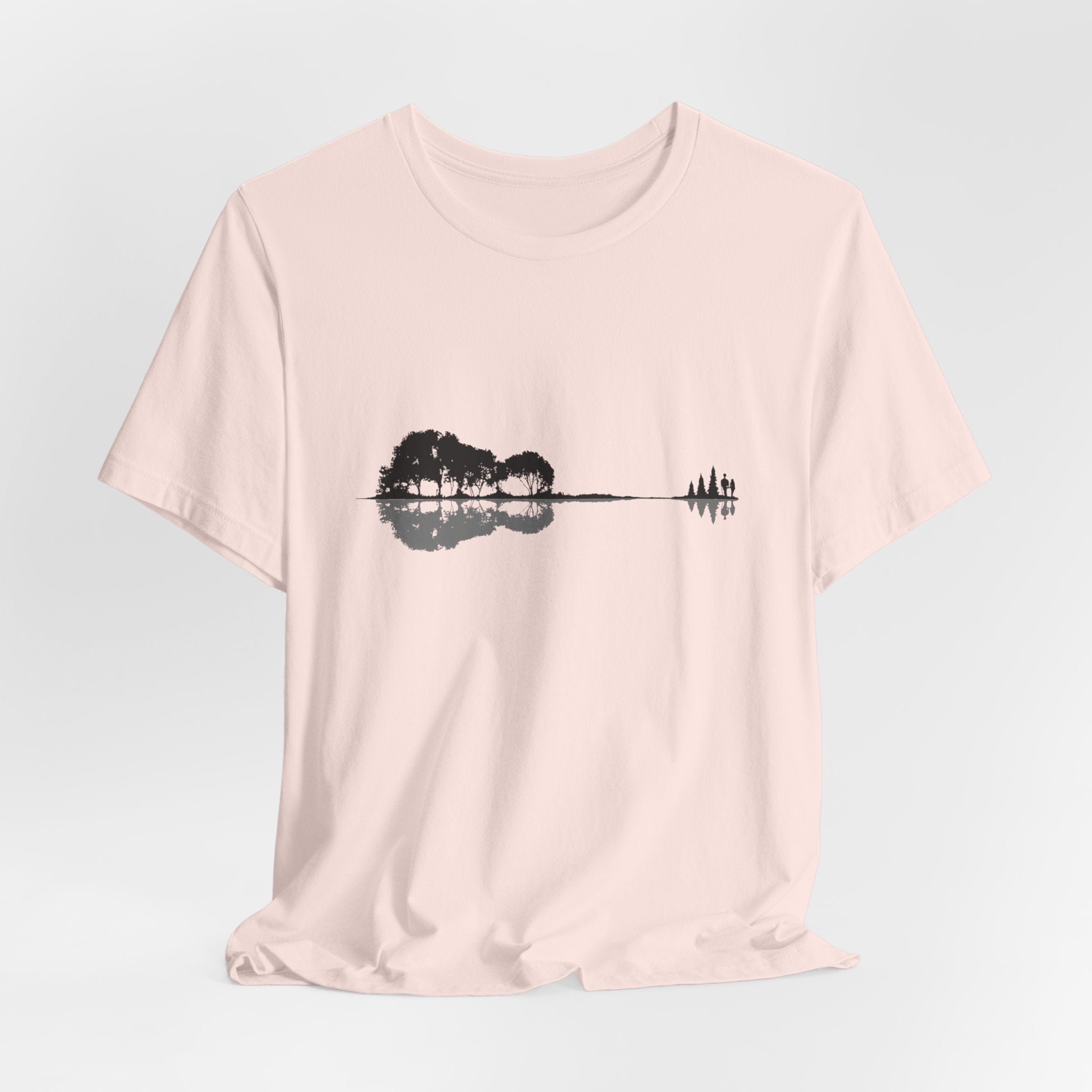 Nature’s Melody T-Shirt | Guitar Reflection Forest Tee | Artistic Outdoor Shirt for Music & Nature Lovers