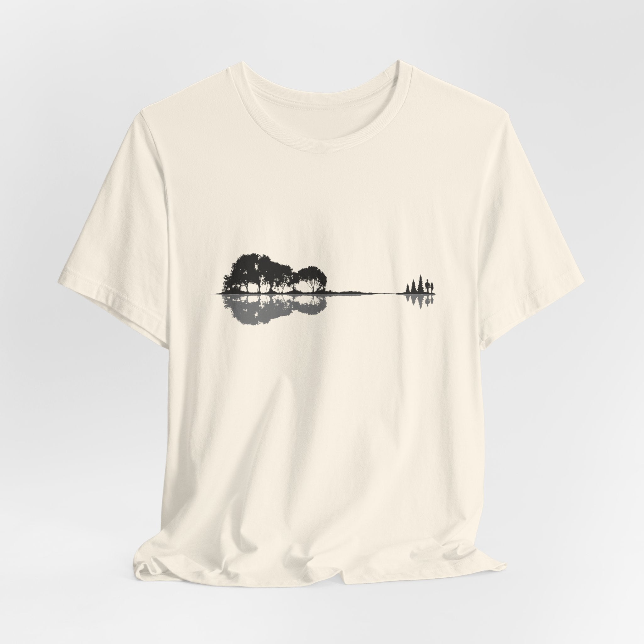 Nature’s Melody T-Shirt | Guitar Reflection Forest Tee | Artistic Outdoor Shirt for Music & Nature Lovers