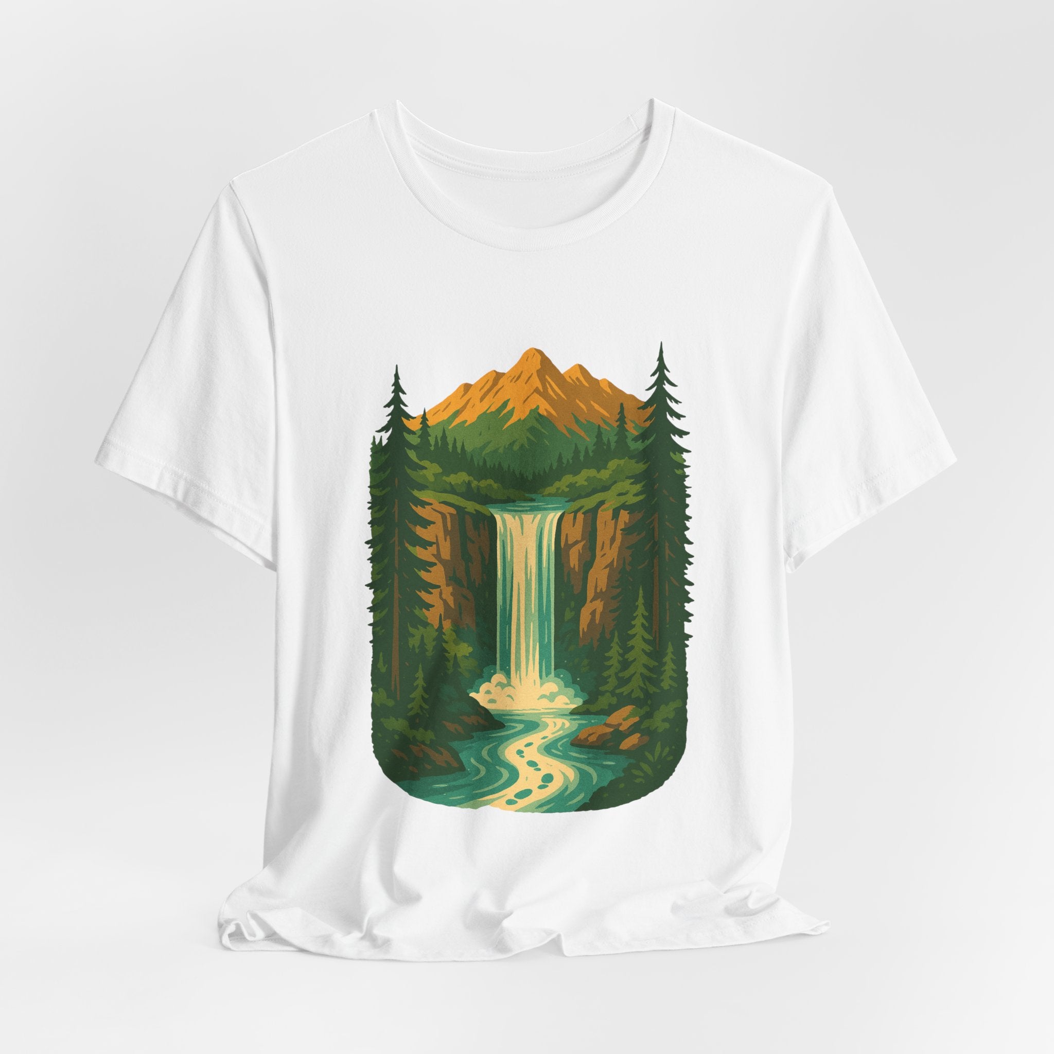 Wild Falls T-Shirt | Retro Mountain Waterfall Tee | Adventure Landscape Shirt for Nature Lovers