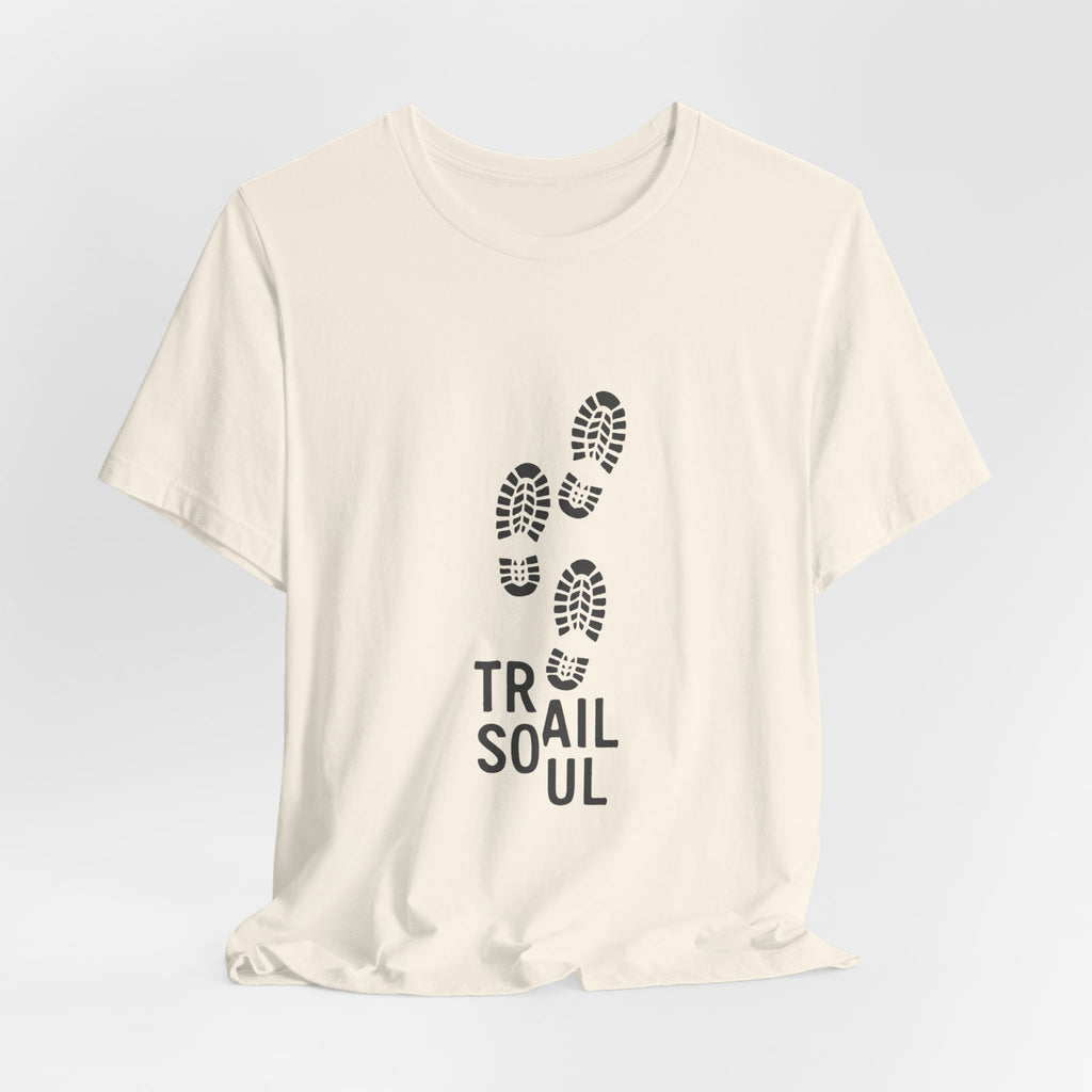 Trail Soul T-Shirt | Minimalist Hiking Bootprint Tee | Outdoor Adventure Shirt for Hikers & Nature Lovers
