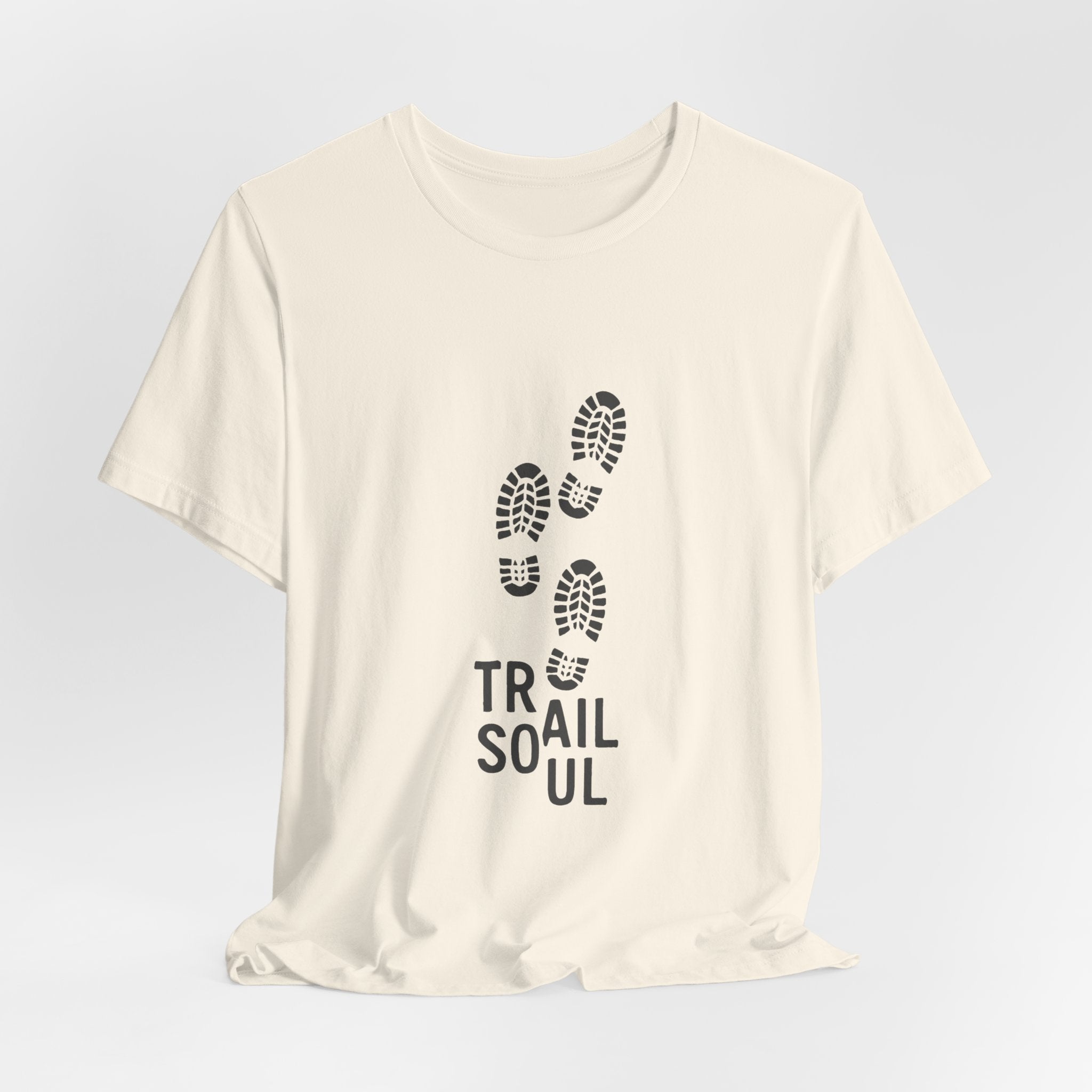 Trail Soul T-Shirt | Minimalist Hiking Bootprint Tee | Outdoor Adventure Shirt for Hikers & Nature Lovers