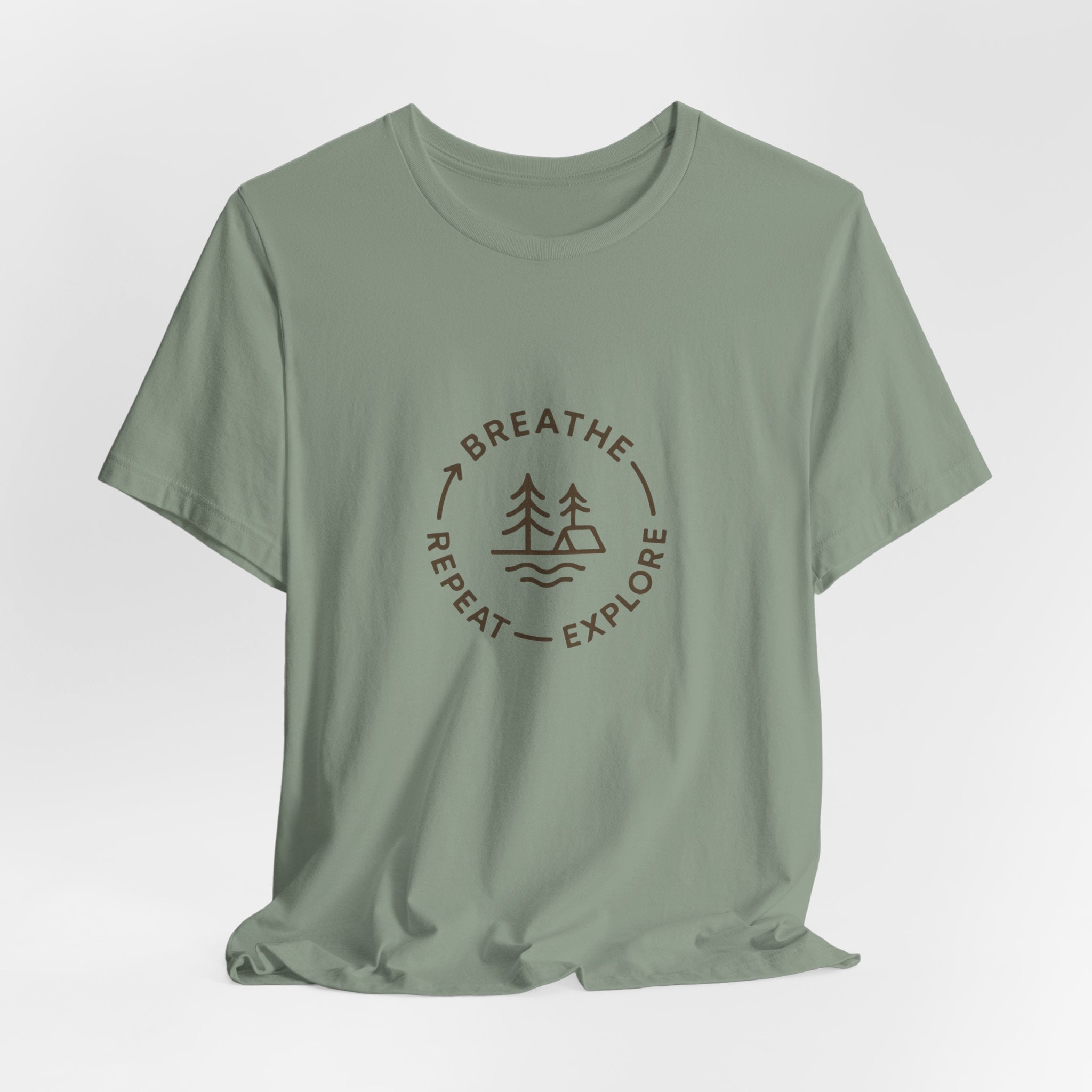 Breathe. Explore. Repeat. T-Shirt | Minimalist Camping Tee | Outdoor Mindfulness Shirt for Nature Lovers
