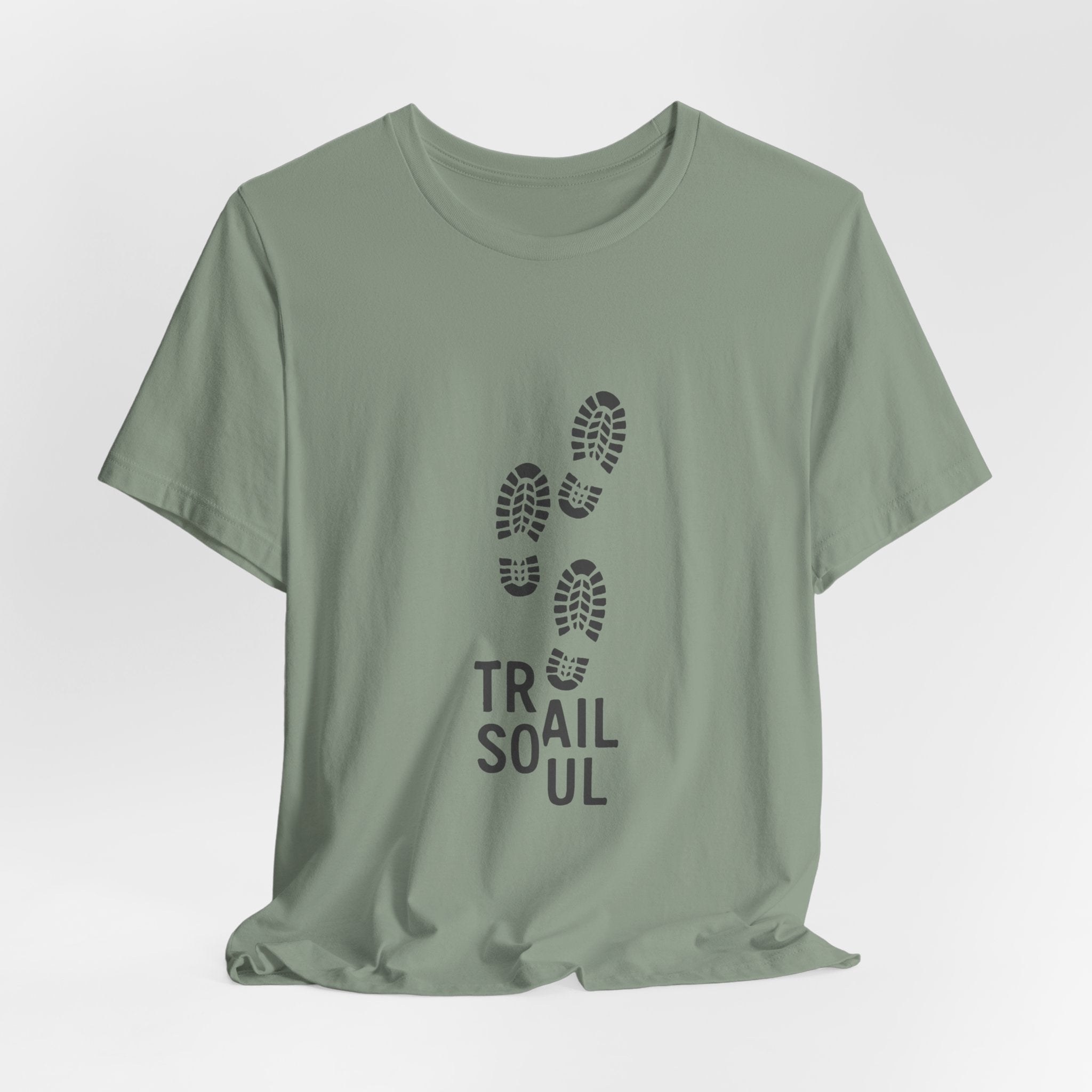Trail Soul T-Shirt | Minimalist Hiking Bootprint Tee | Outdoor Adventure Shirt for Hikers & Nature Lovers