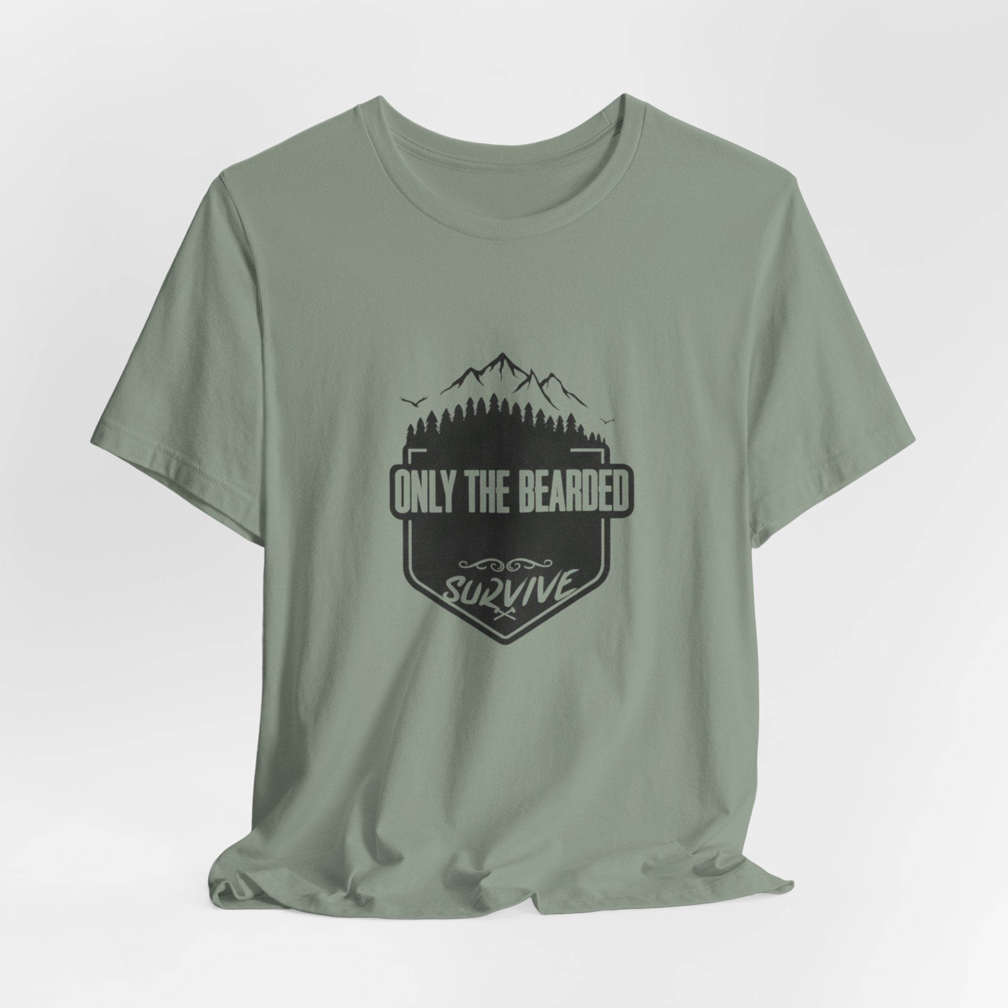 Only the Bearded Survive T-Shirt | Funny Outdoor Beard Tee | Rugged Adventure Shirt for Men