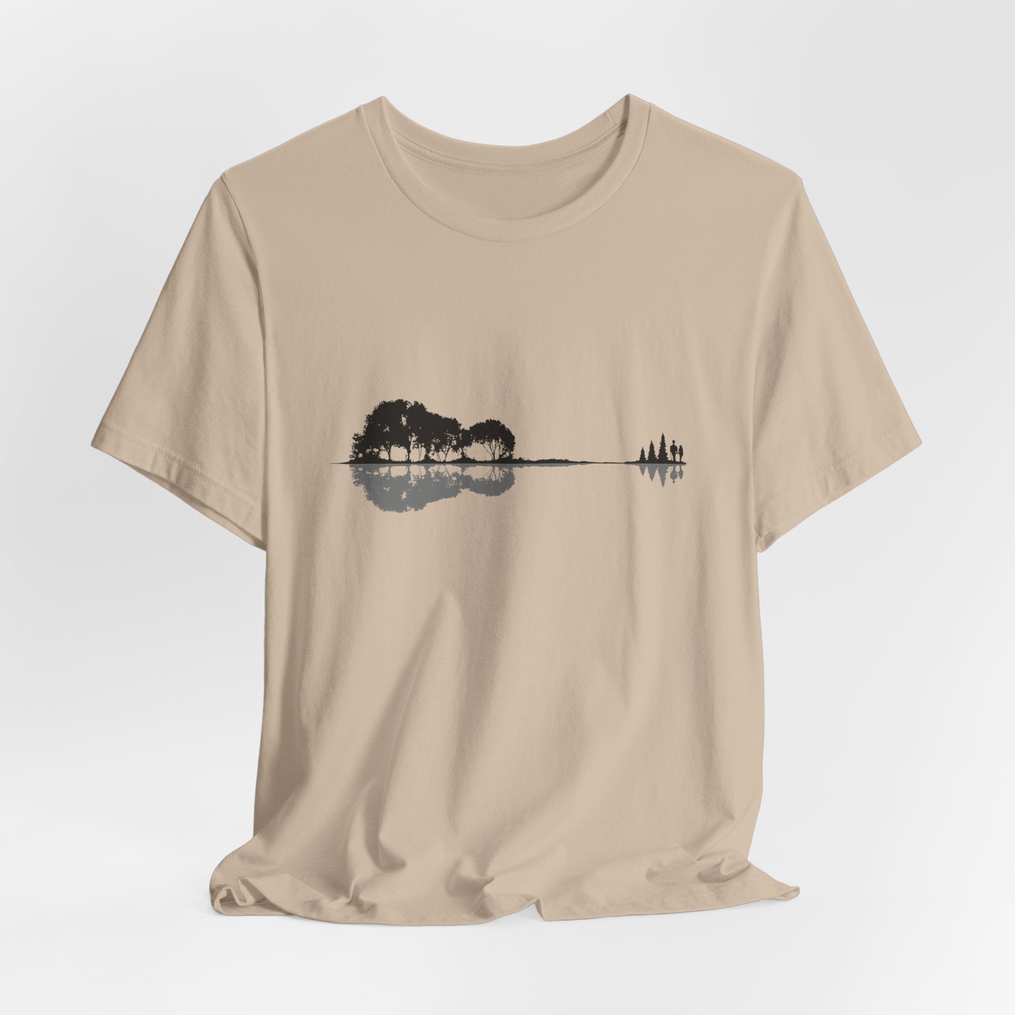 Nature’s Melody T-Shirt | Guitar Reflection Forest Tee | Artistic Outdoor Shirt for Music & Nature Lovers