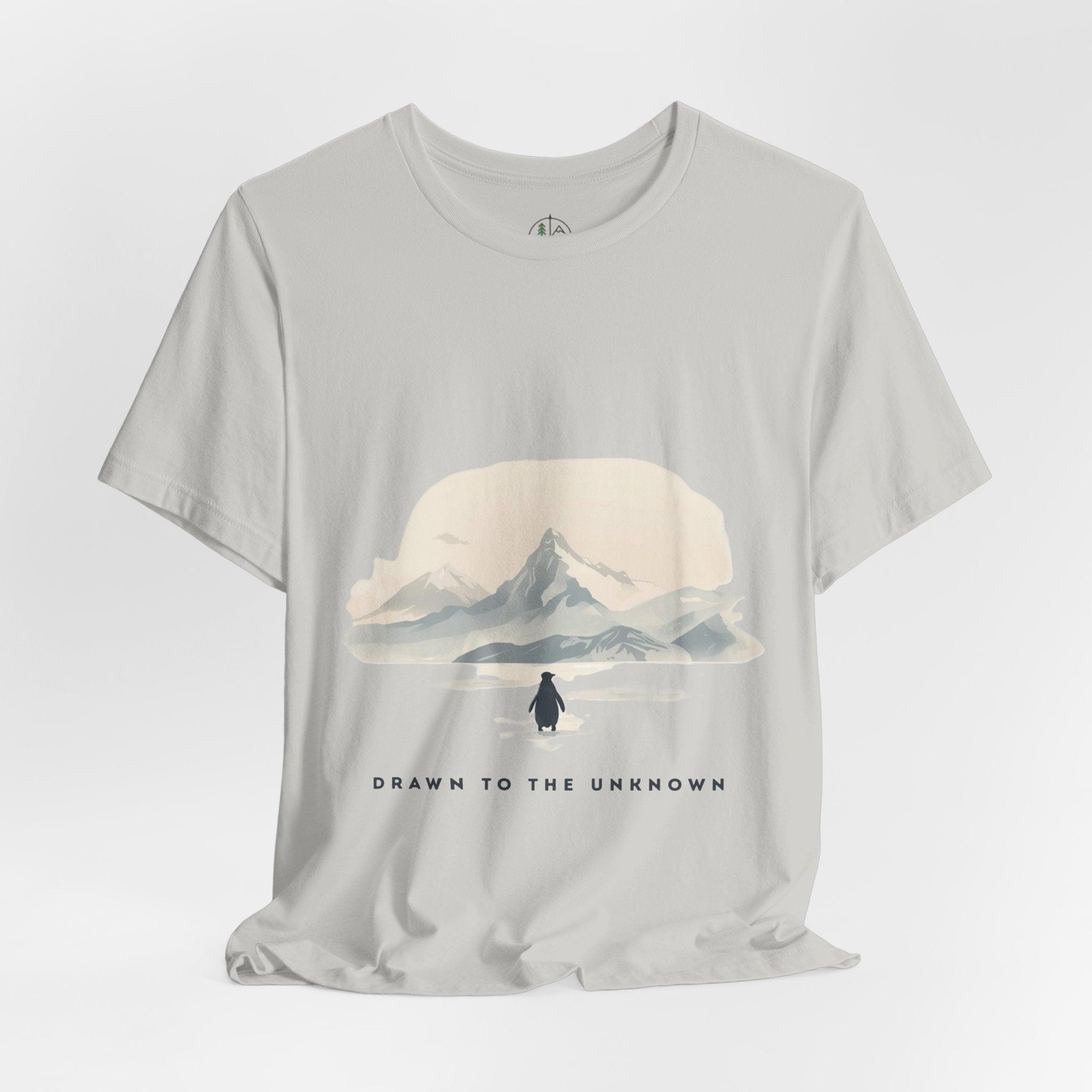 Drawn to the unknown – Minimalist Penguin Mountain Graphic T-Shirt