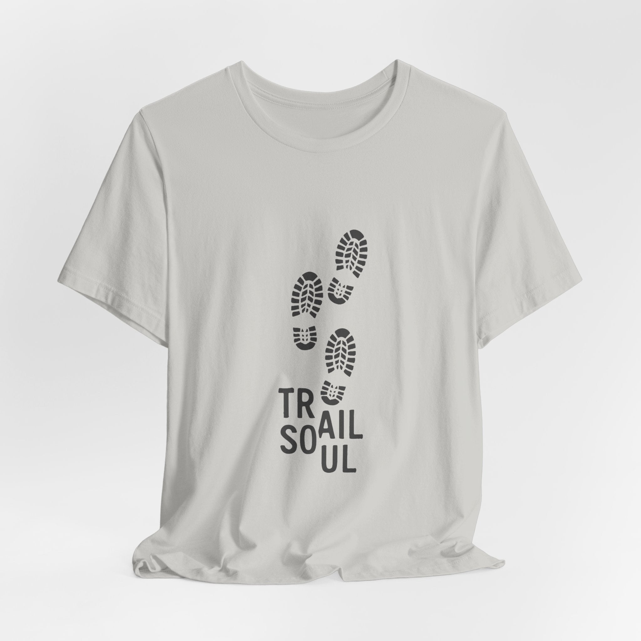 Trail Soul T-Shirt | Minimalist Hiking Bootprint Tee | Outdoor Adventure Shirt for Hikers & Nature Lovers