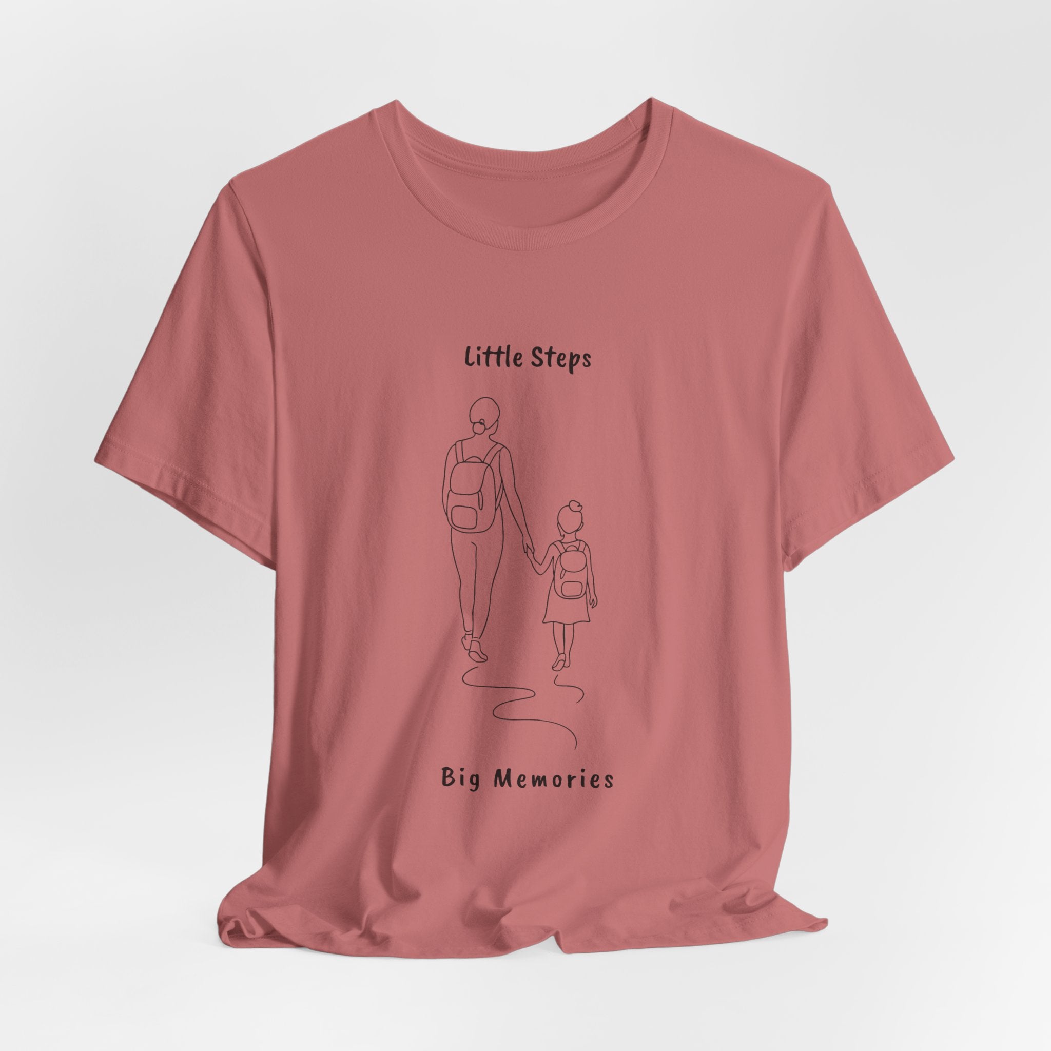 Little Steps, Big Memories – Mother & Daughter Hiking Line Art Shirt | Matching Outdoor Tee