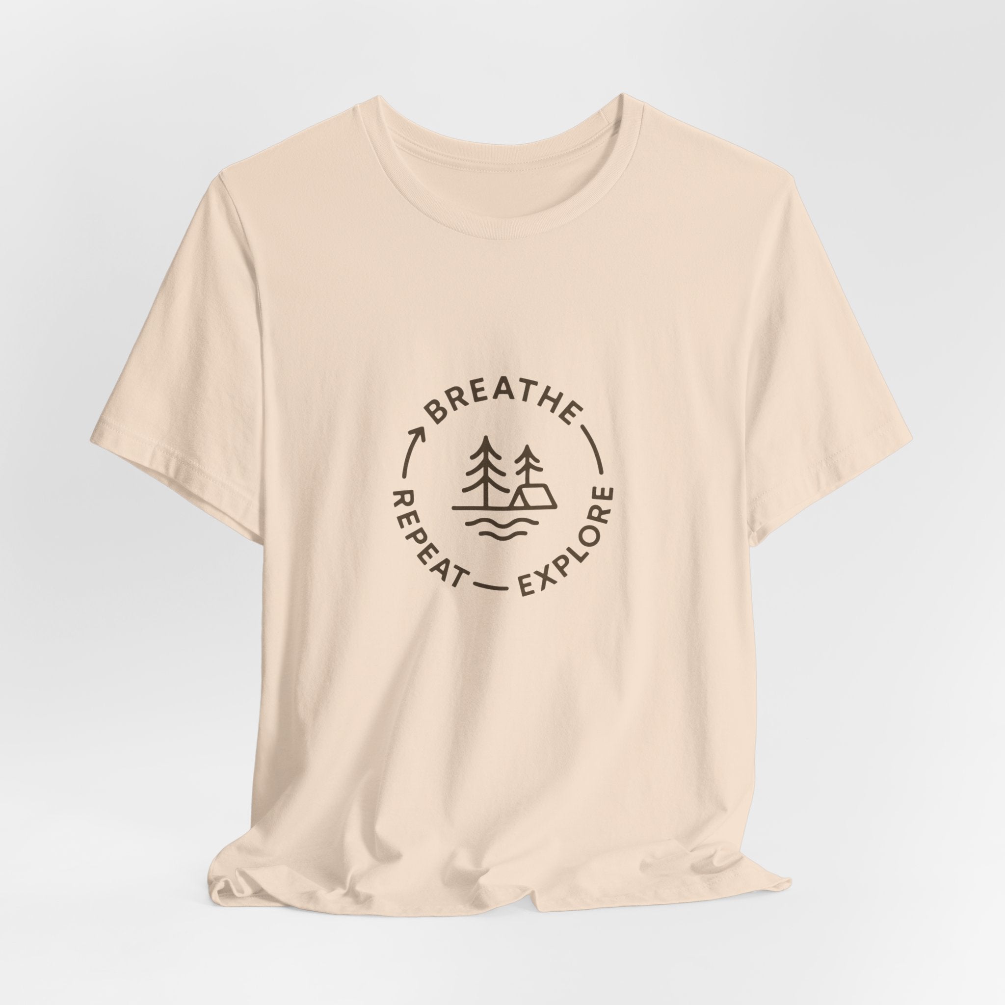 Breathe. Explore. Repeat. T-Shirt | Minimalist Camping Tee | Outdoor Mindfulness Shirt for Nature Lovers