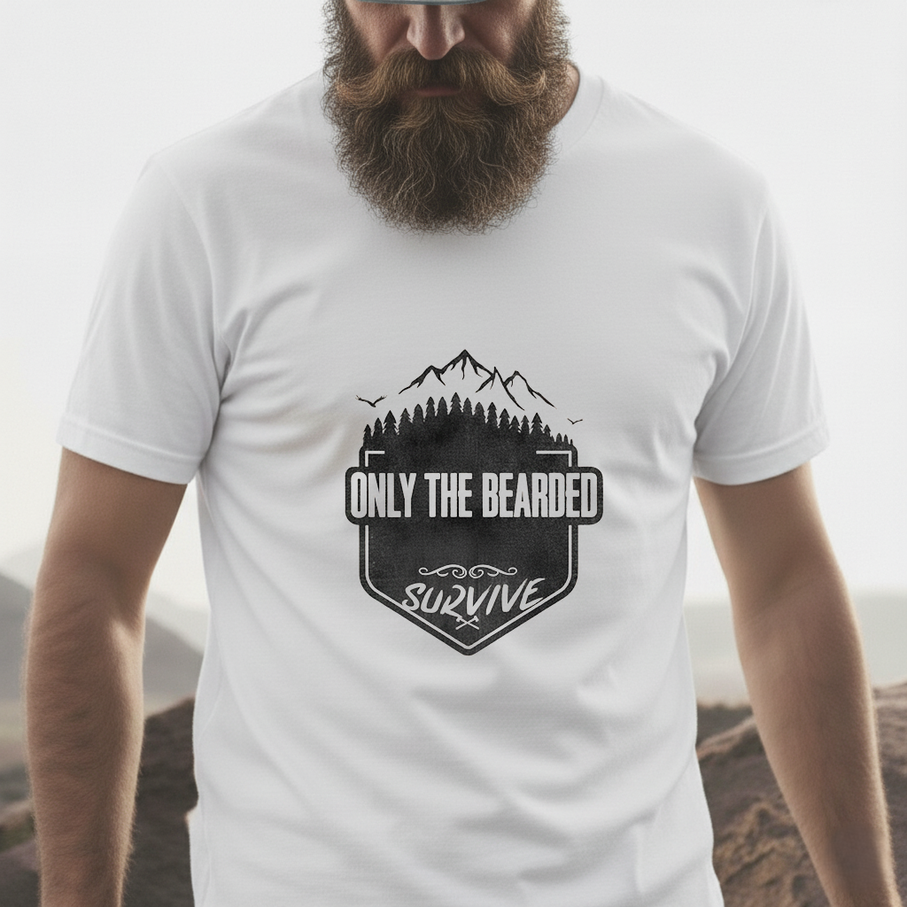 Only the Bearded Survive T-Shirt | Funny Outdoor Beard Tee | Rugged Adventure Shirt for Men