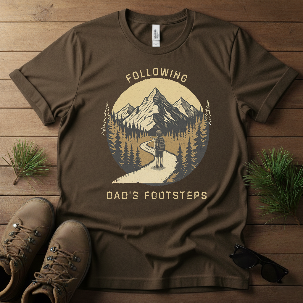 Following Dad’s Footsteps – Son’s Matching Hiking Shirt |Father and son Matching Set| Outdoors Adventure Tee
