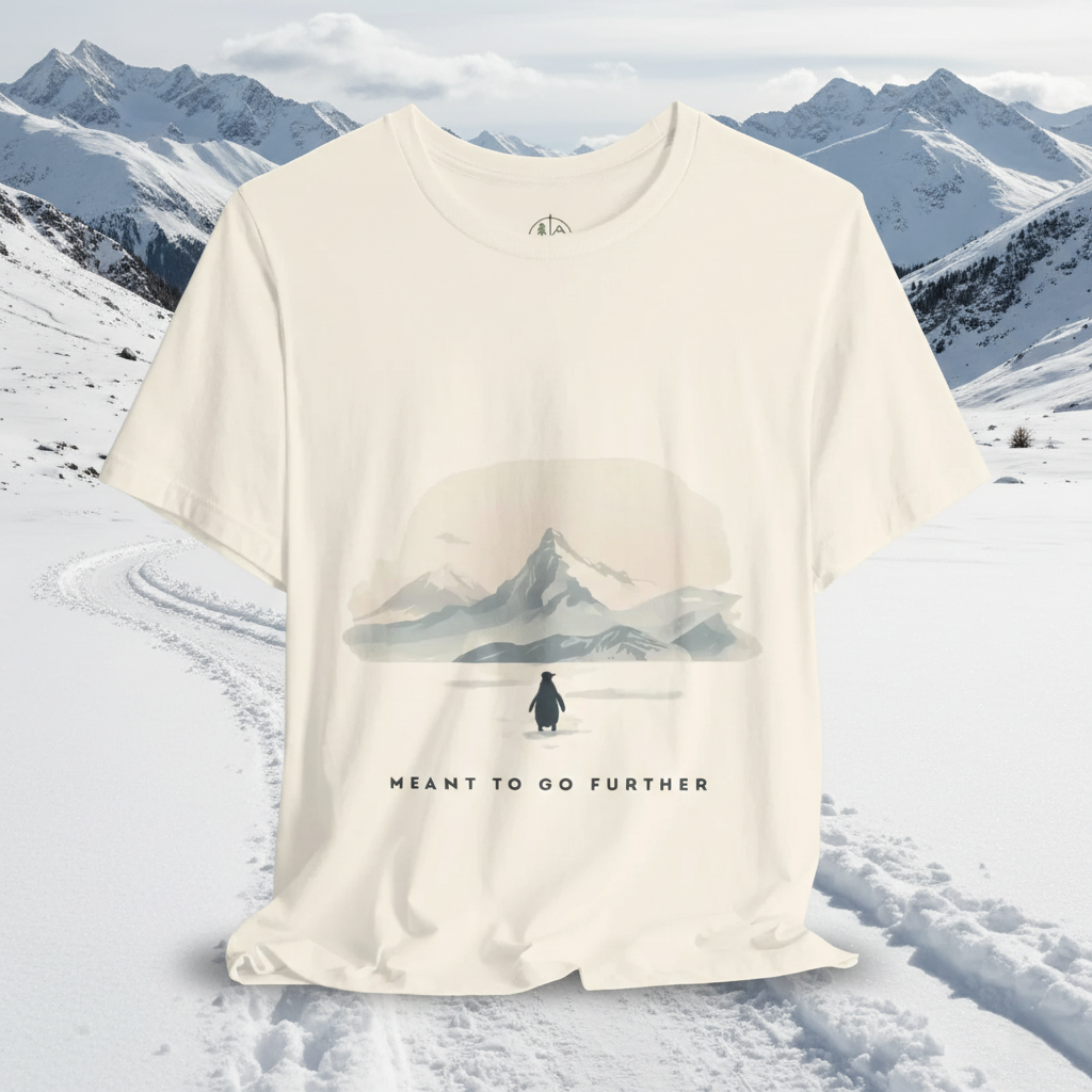 Made for More – Minimalist Penguin Mountain Graphic T-Shirt