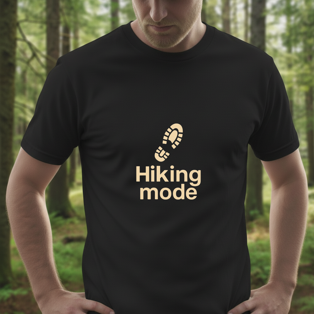 Hiking Mode T-Shirt | Minimalist Bootprint Tee | Outdoor Adventure Shirt for Hikers & Nature Lovers