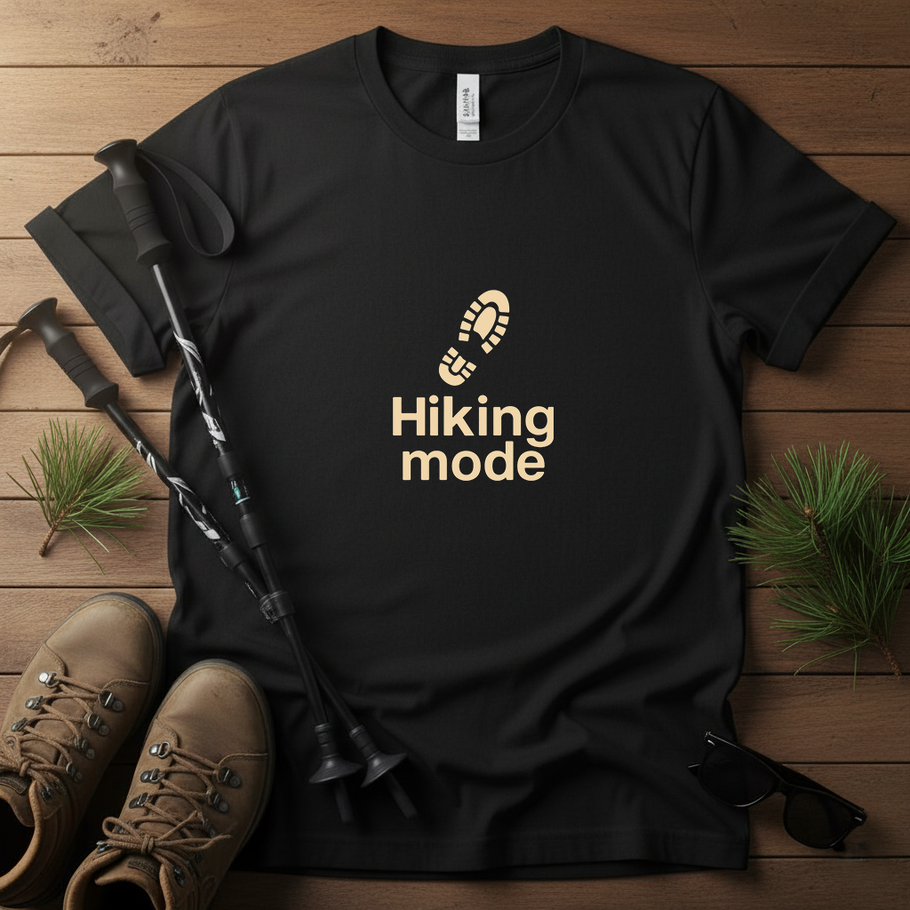 Hiking Mode T-Shirt | Minimalist Bootprint Tee | Outdoor Adventure Shirt for Hikers & Nature Lovers
