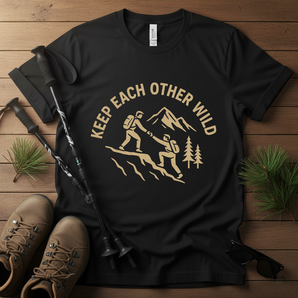 Keep Each Other Wild – Brothers Helping Each Other Hiking Shirt | Outdoor Adventure Tee