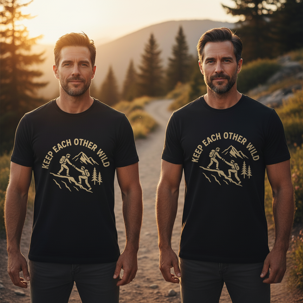 Keep Each Other Wild – Brothers Helping Each Other Hiking Shirt | Outdoor Adventure Tee
