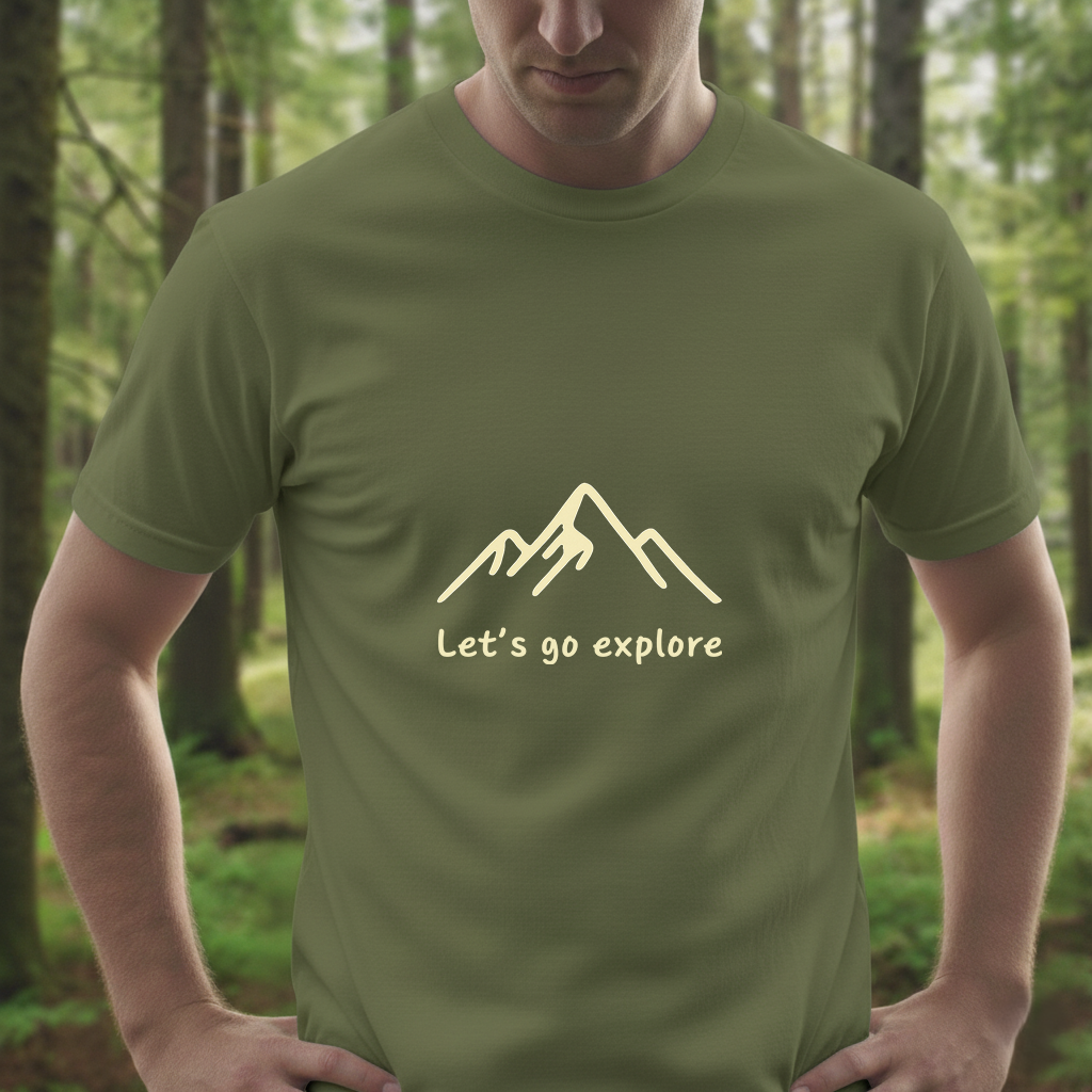 Let’s Go Explore T-Shirt | Minimalist Mountain Design | Adventure Travel Tee for Outdoor Enthusiasts