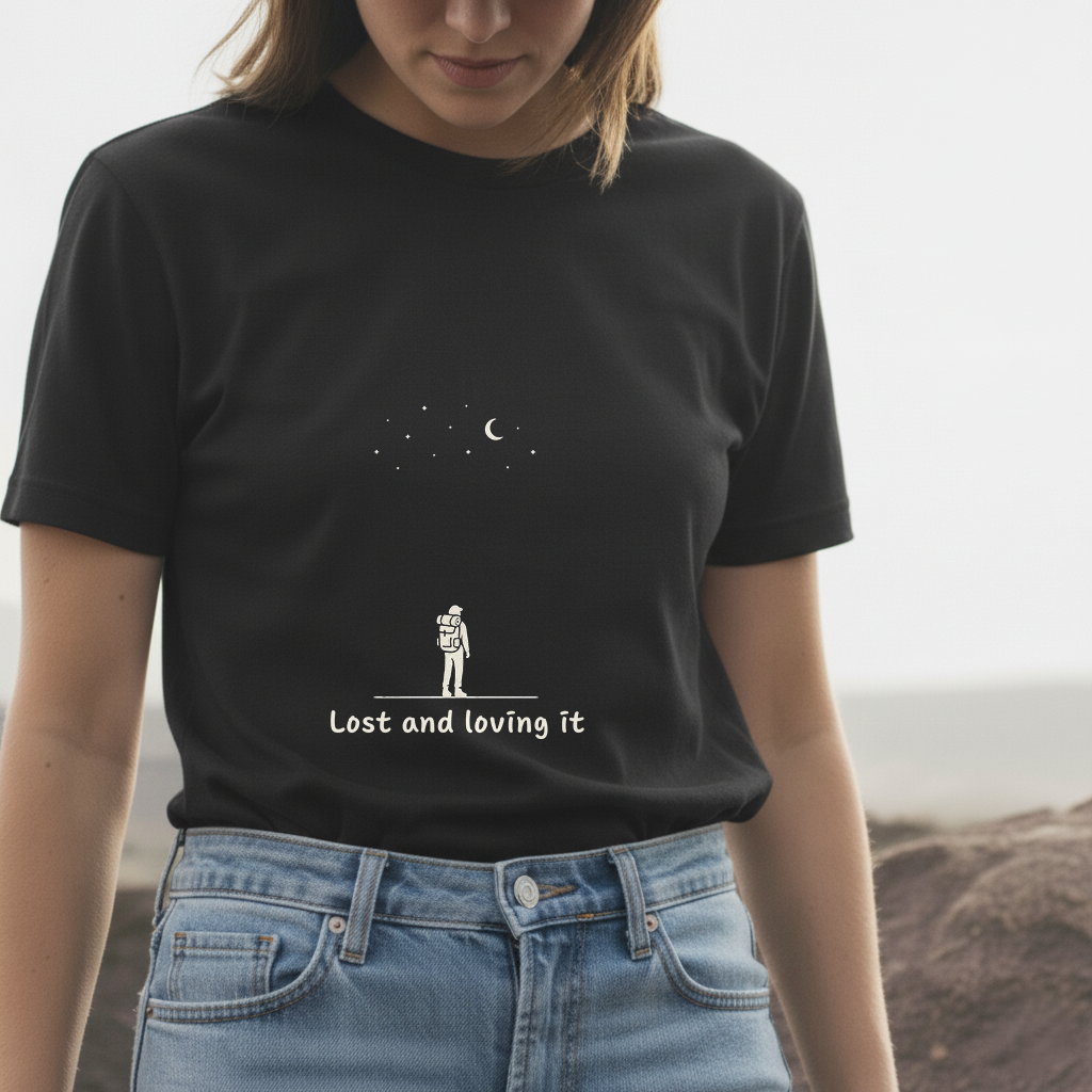 Lost and Loving It T-Shirt | Minimalist Hiker Design | Adventure Lifestyle Tee for Wanderers & Nature Lovers