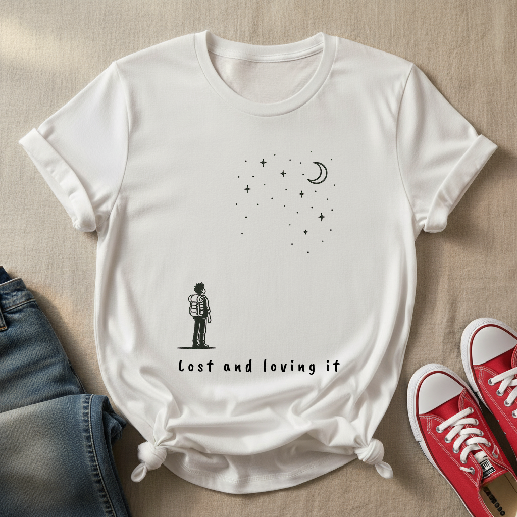 Lost and Loving It T-Shirt | Minimalist Hiker Design | Adventure Lifestyle Tee for Wanderers & Nature Lovers