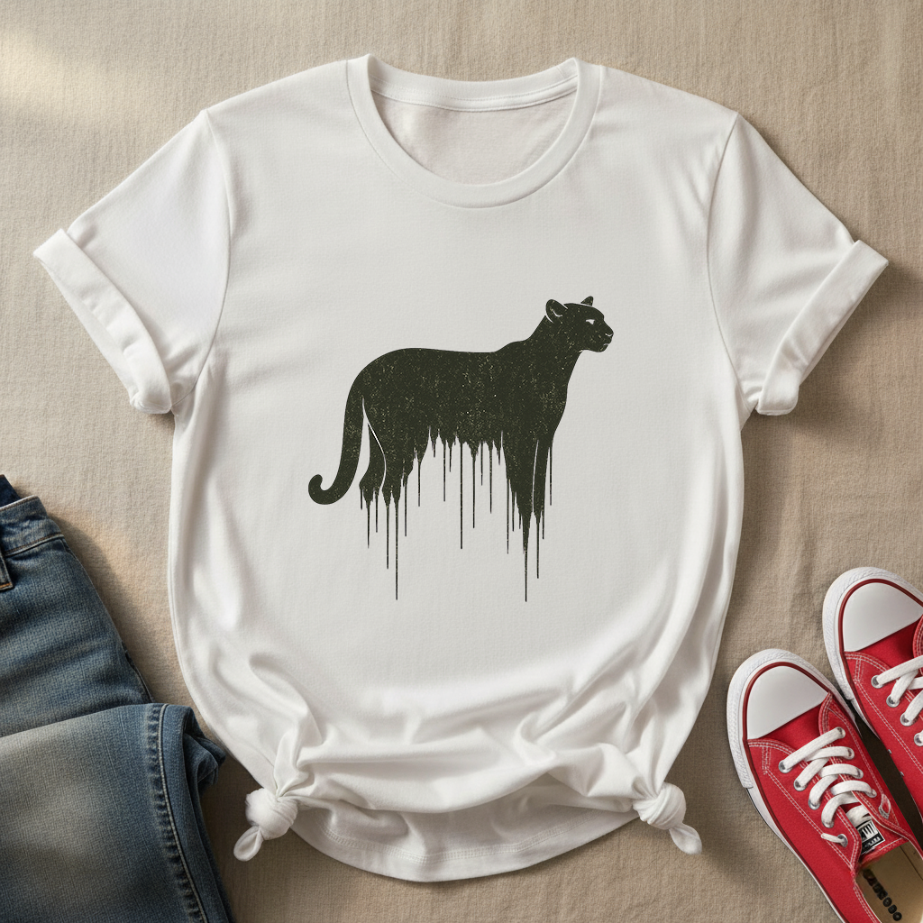 Wild Spirit T-Shirt | Mountain Cat Silhouette Tee | Minimalist Wilderness Shirt for Nature Lovers