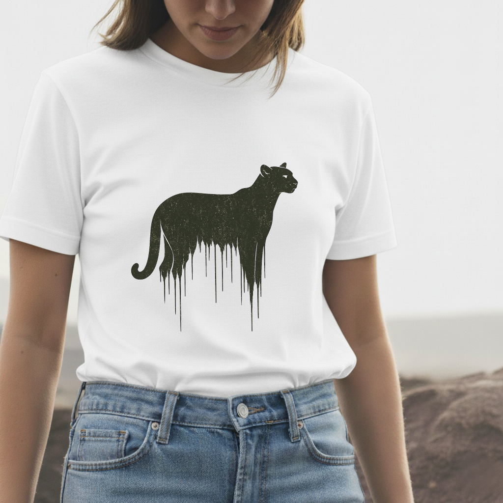 Wild Spirit T-Shirt | Mountain Cat Silhouette Tee | Minimalist Wilderness Shirt for Nature Lovers