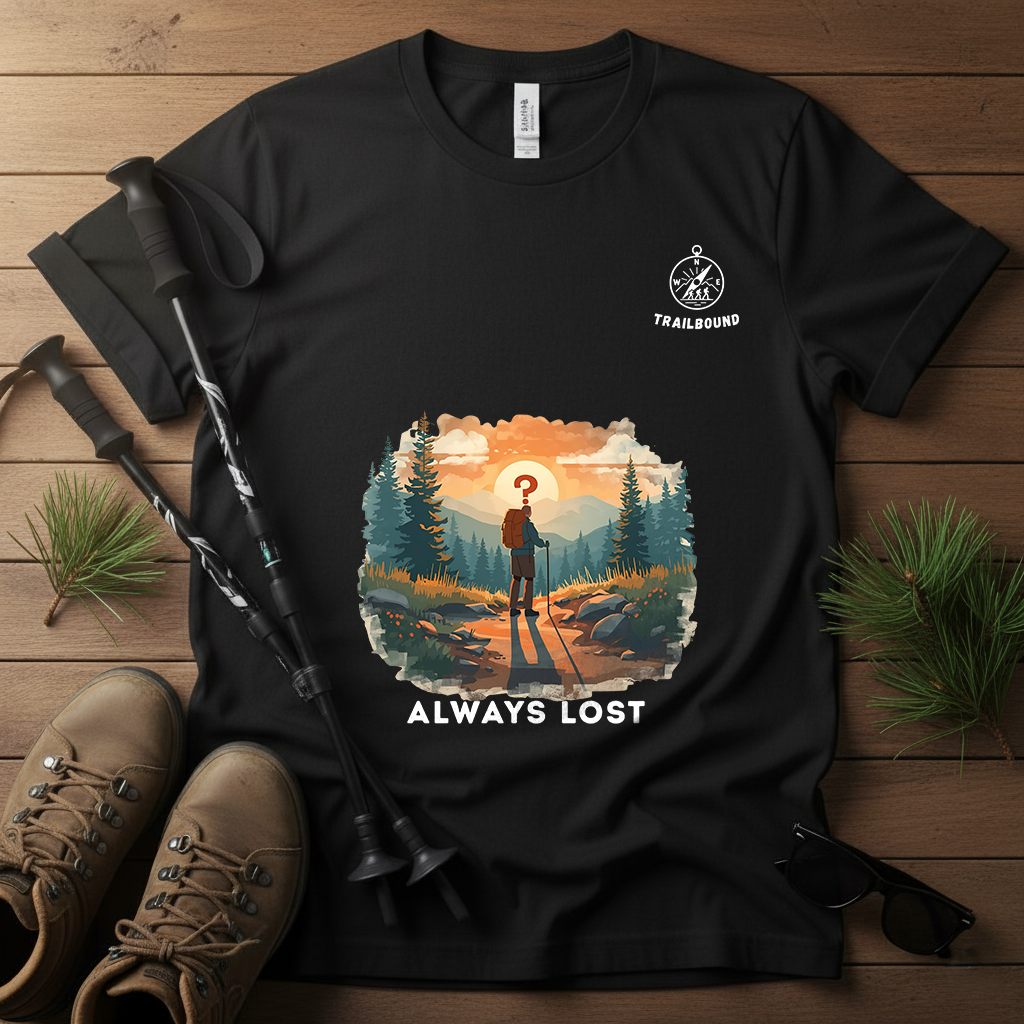 TrailBound – Always Lost Matching Shirt | Hiking Leader Tee | Outdoor Crew Collection