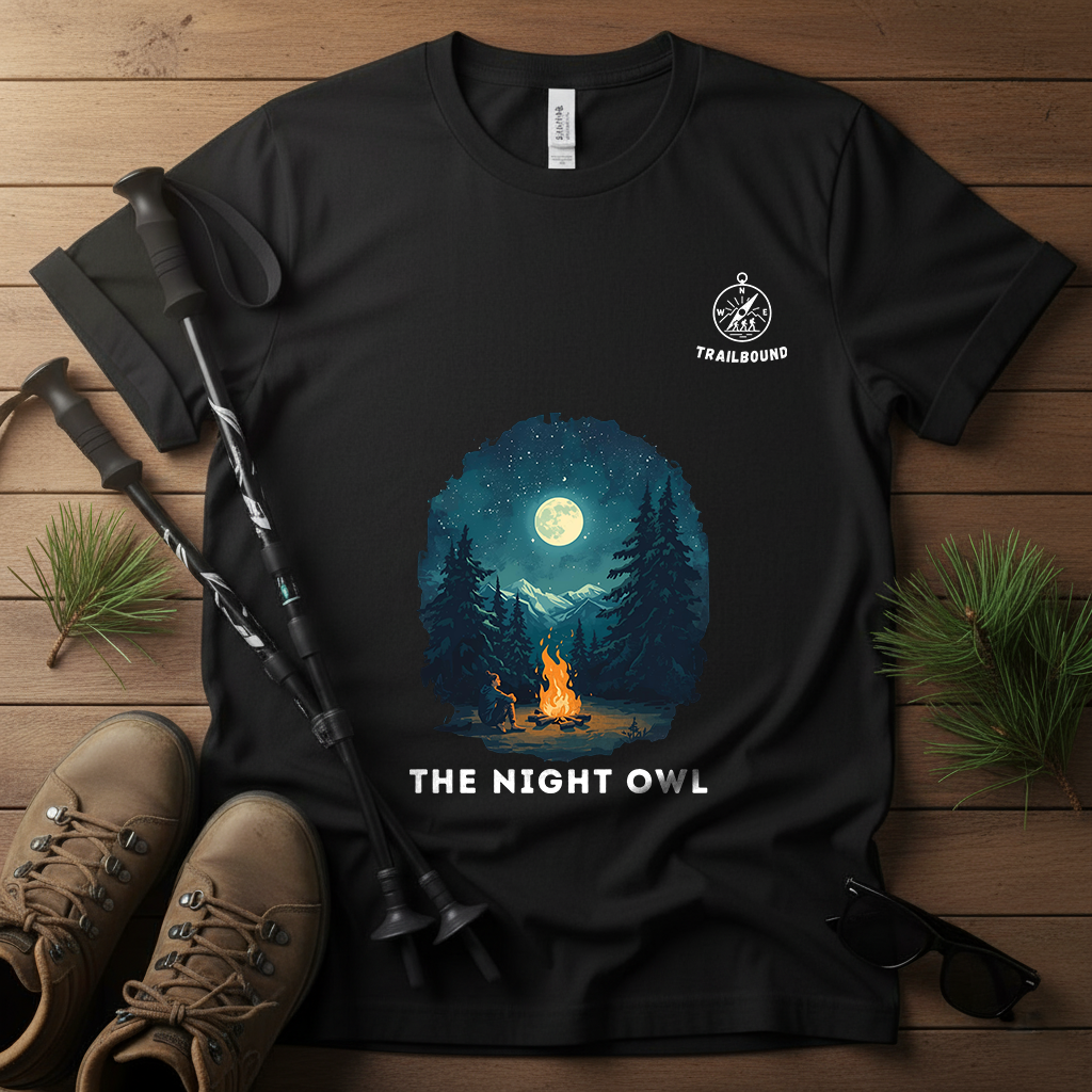 TrailBound – The Night Owl Matching Shirt | Hiking Leader Tee | Outdoor Crew Collection