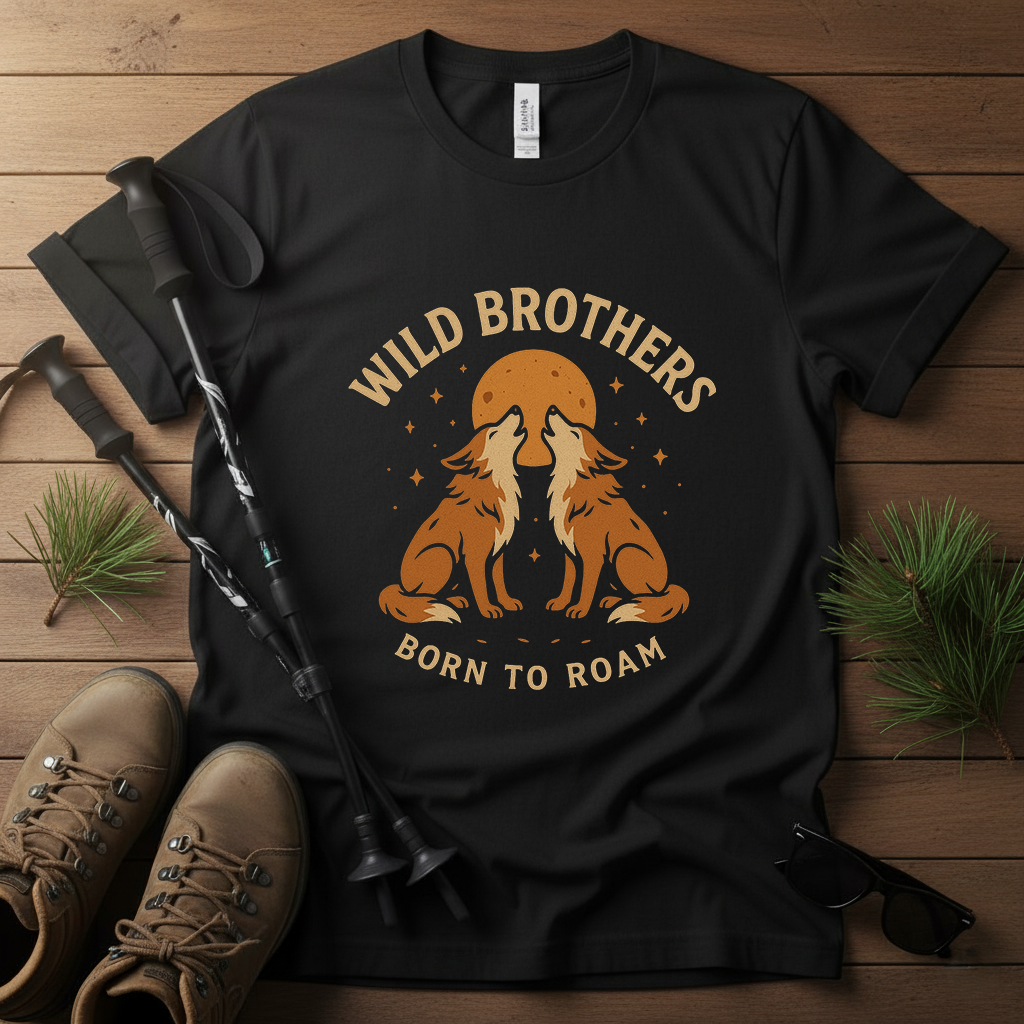 Wild Brothers Born to Roam Shirt | Matching Adventure Wolf Tee for Brothers